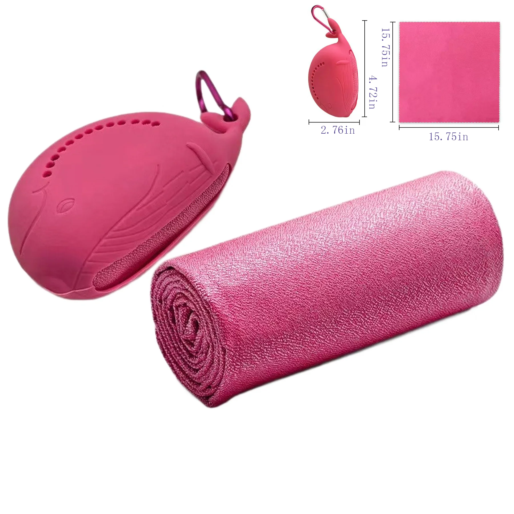 Whale Silicone Case Quick-Dry Towel