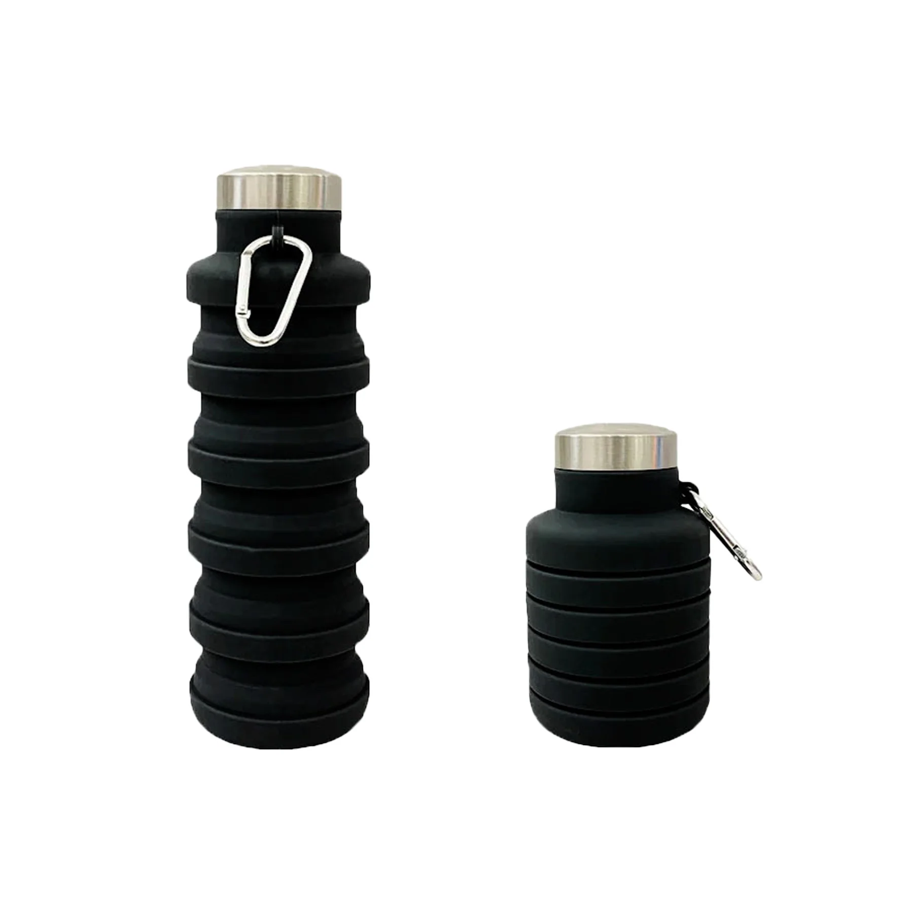 16Oz./6Oz. Collapsible Silicone Water Bottles With Carabiner