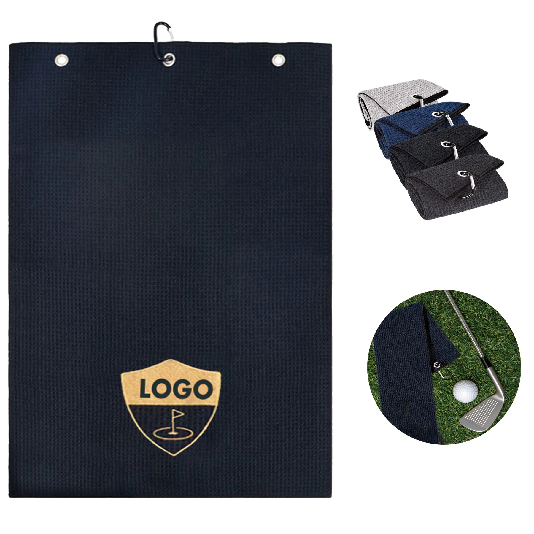 Premium Waffle Microfiber Golf Towel With Clip