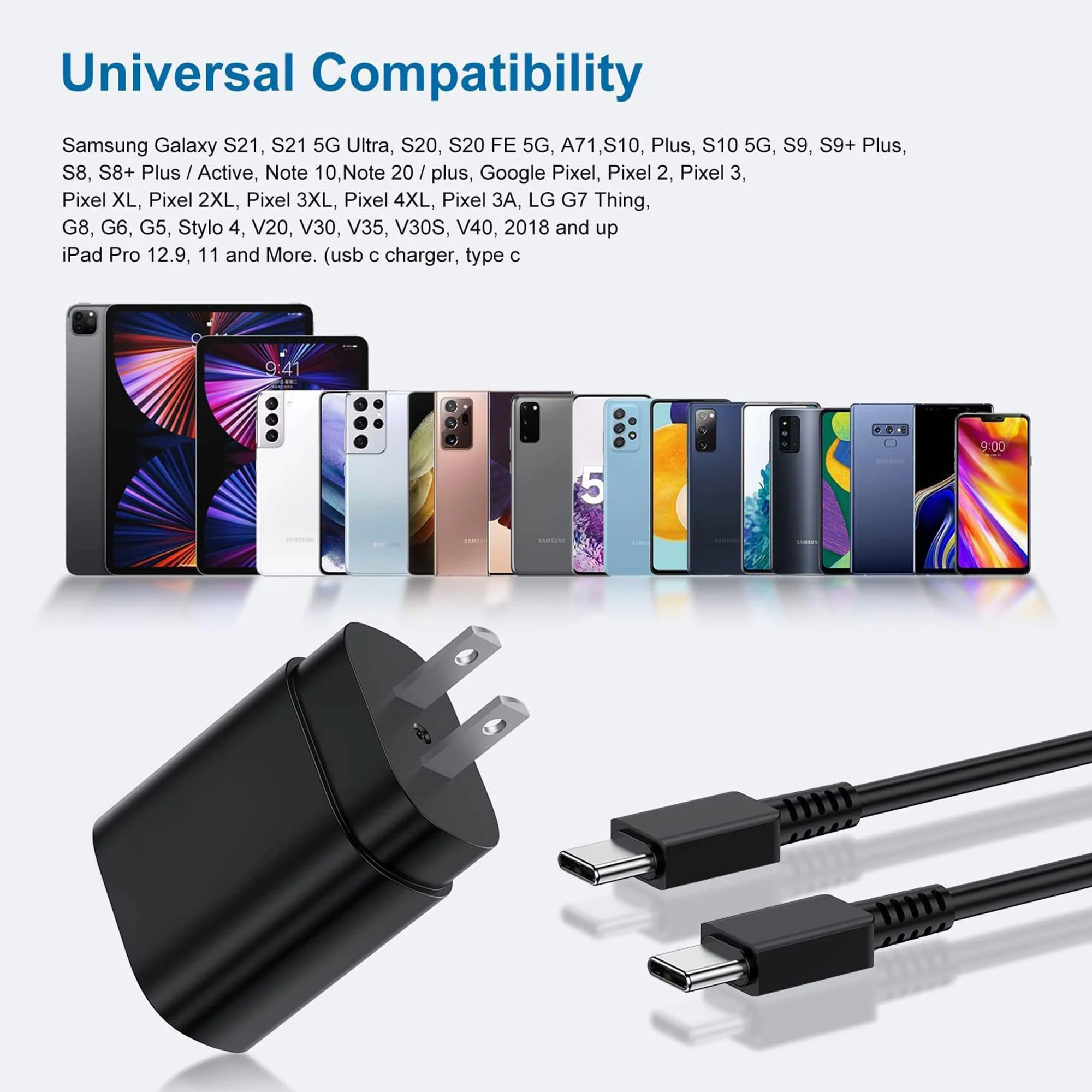 25W PD Charger USB C With 6FT Cord
