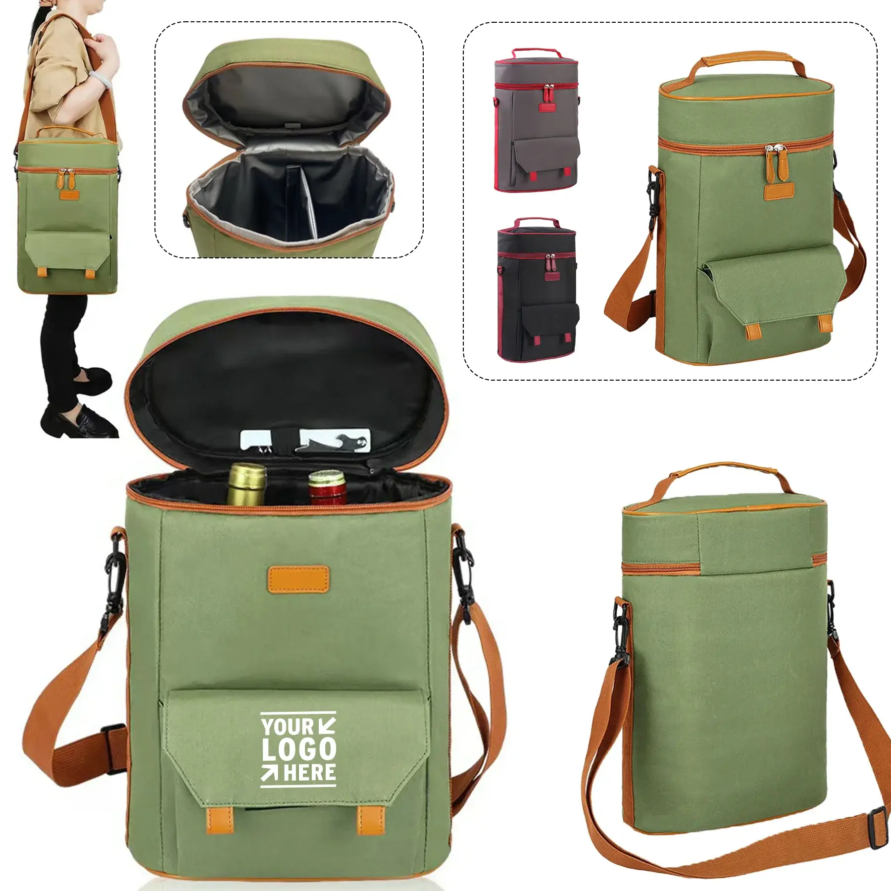 Insulated Wine Cooler Bag With Shoulder Strap