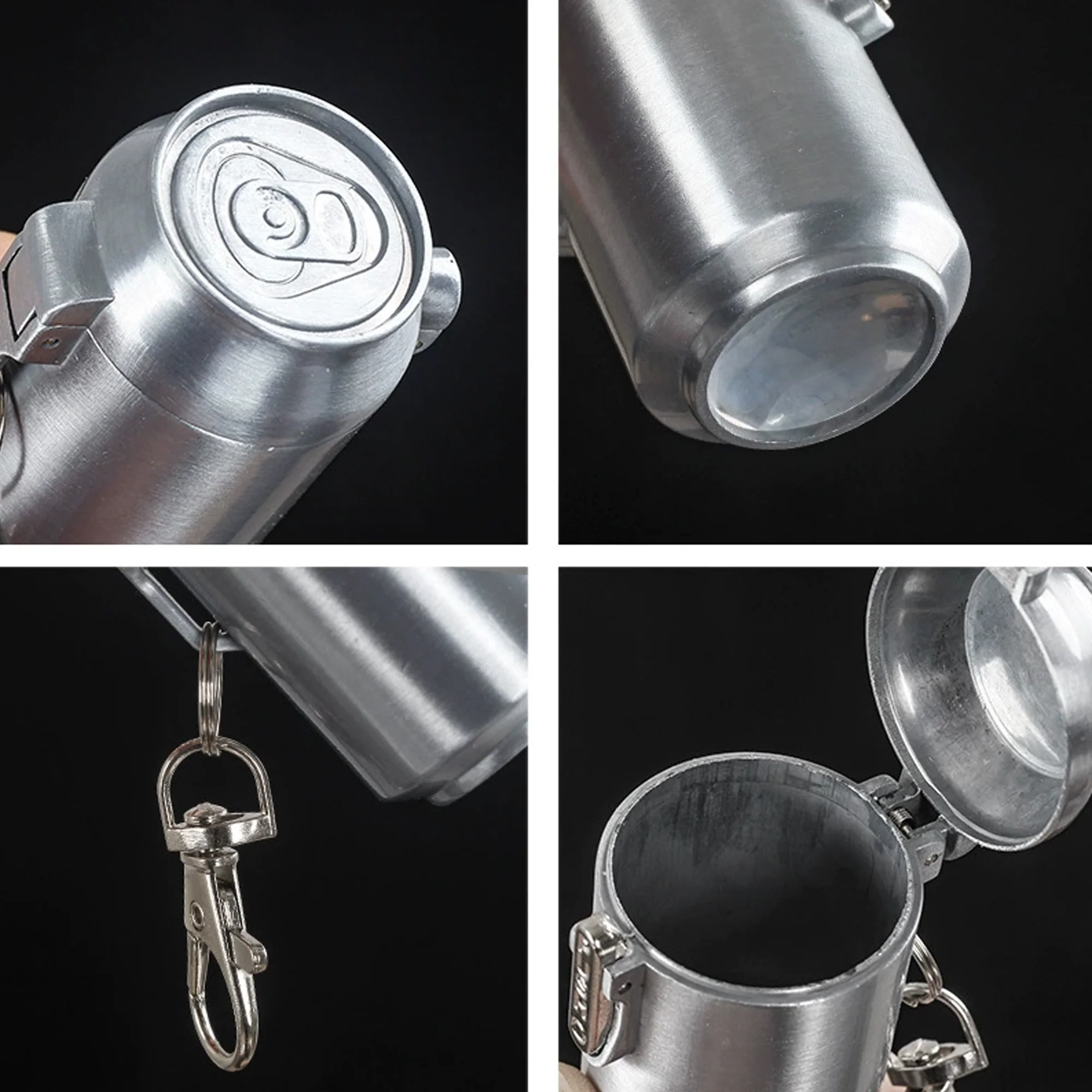 Metal Pocket Cola Cans Shape Outdoor Ashtray With Keychain