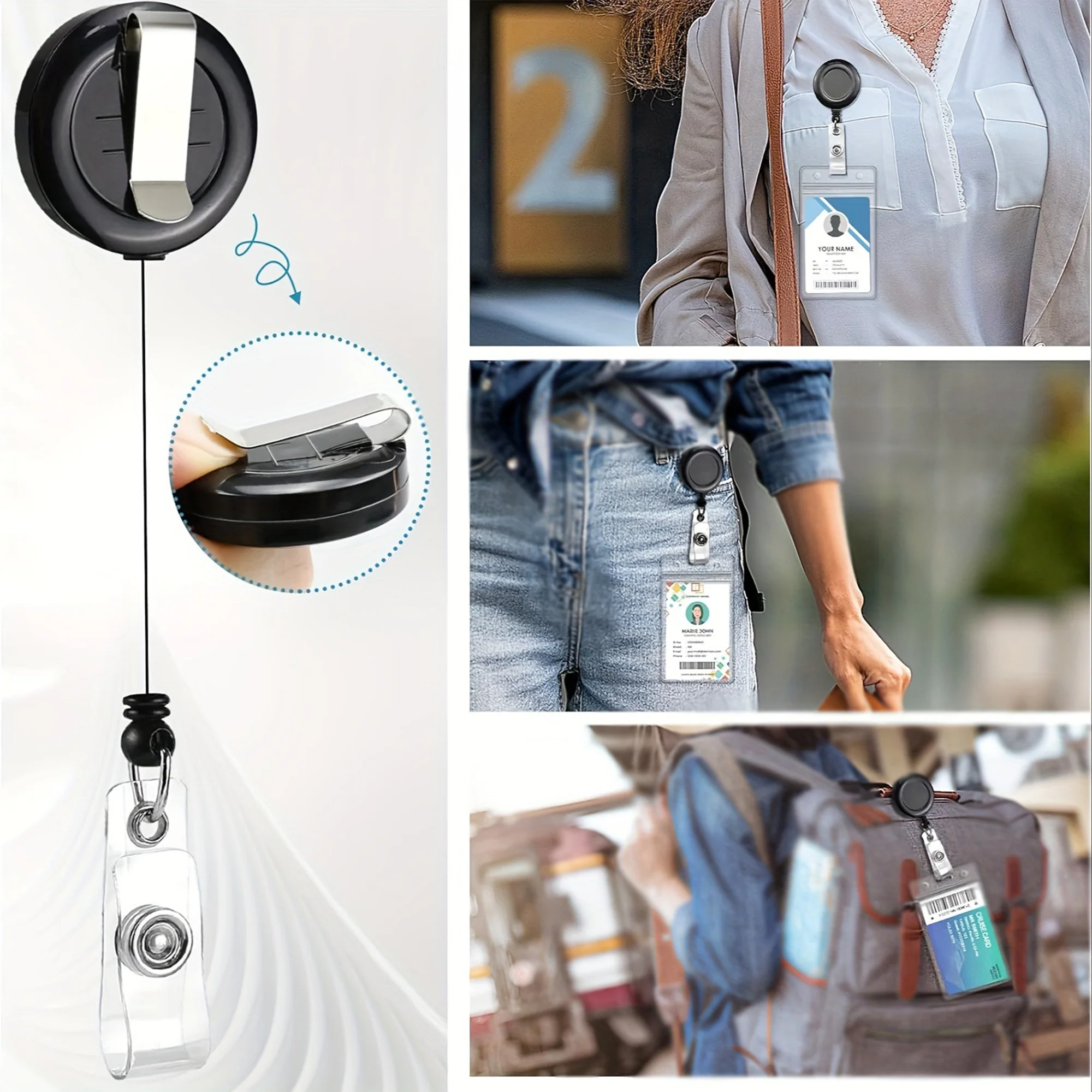 Retractable Clear Id Card Holder With Neck Lanyard