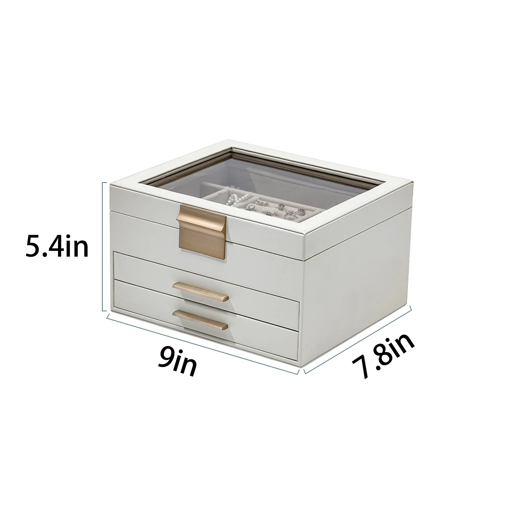Pu Triple-Layer Jewelry Storage Box With Window