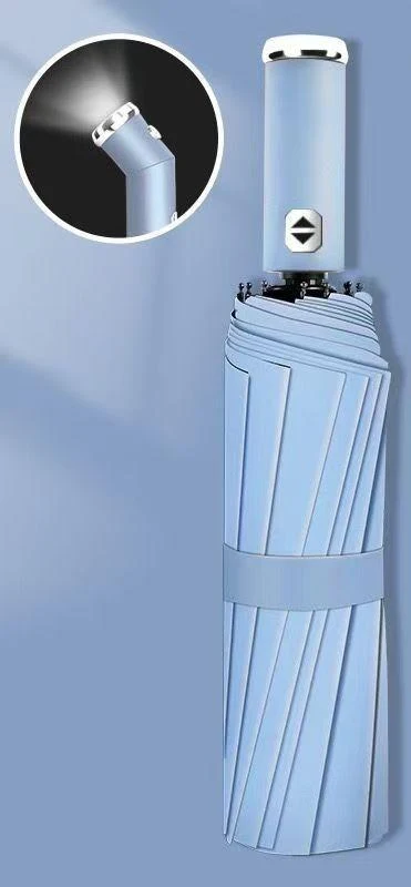 LED Flashlight Auto Open/Close Folding Umbrella