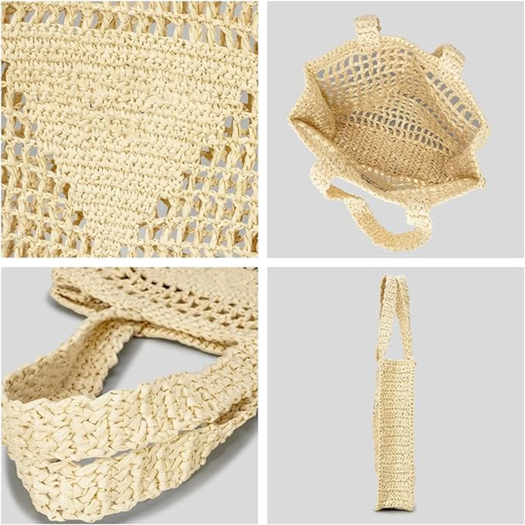 Straw Mesh Crochet Tote Beach Bag