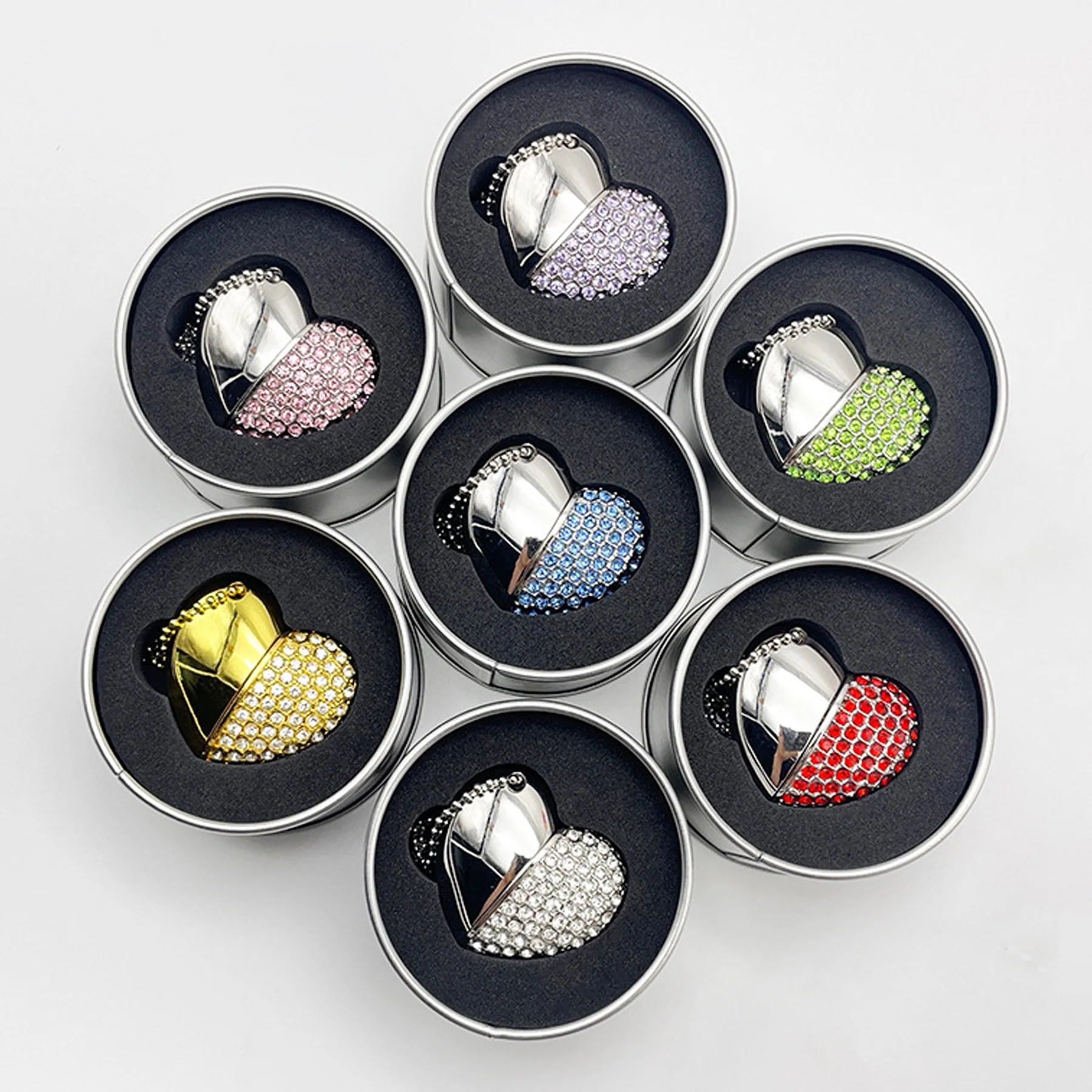 Heart-Shaped Usb Flash Drive 16Gb Crystal Necklace