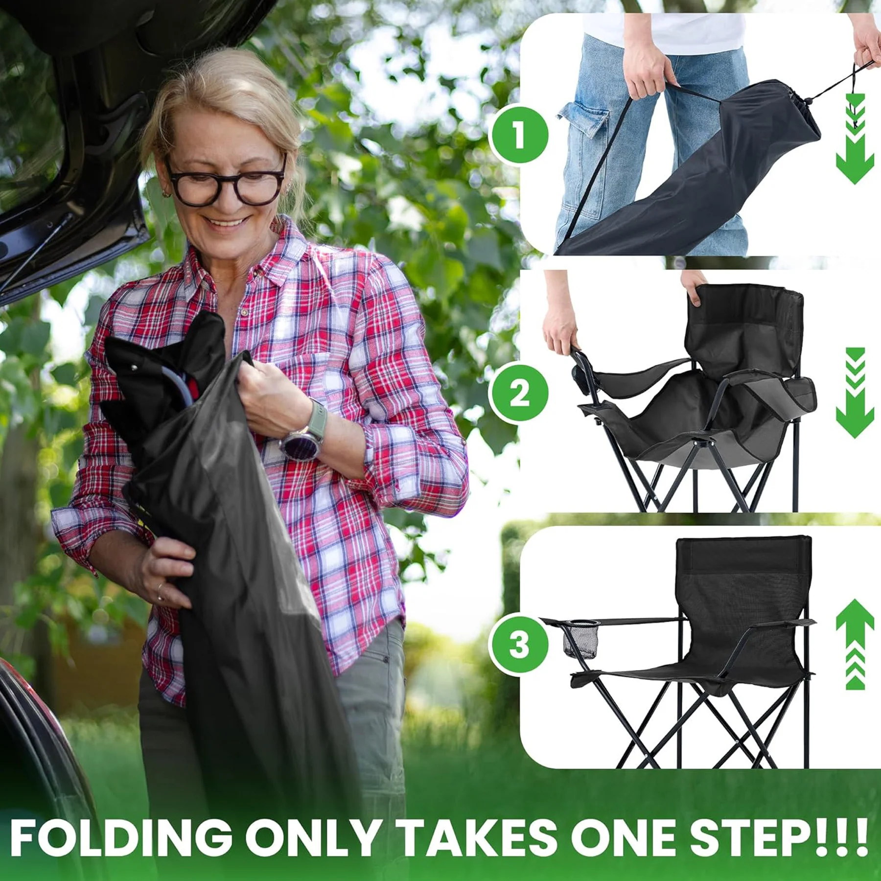 Outdoor Portable Folding Camping Chair With Carrying Bag