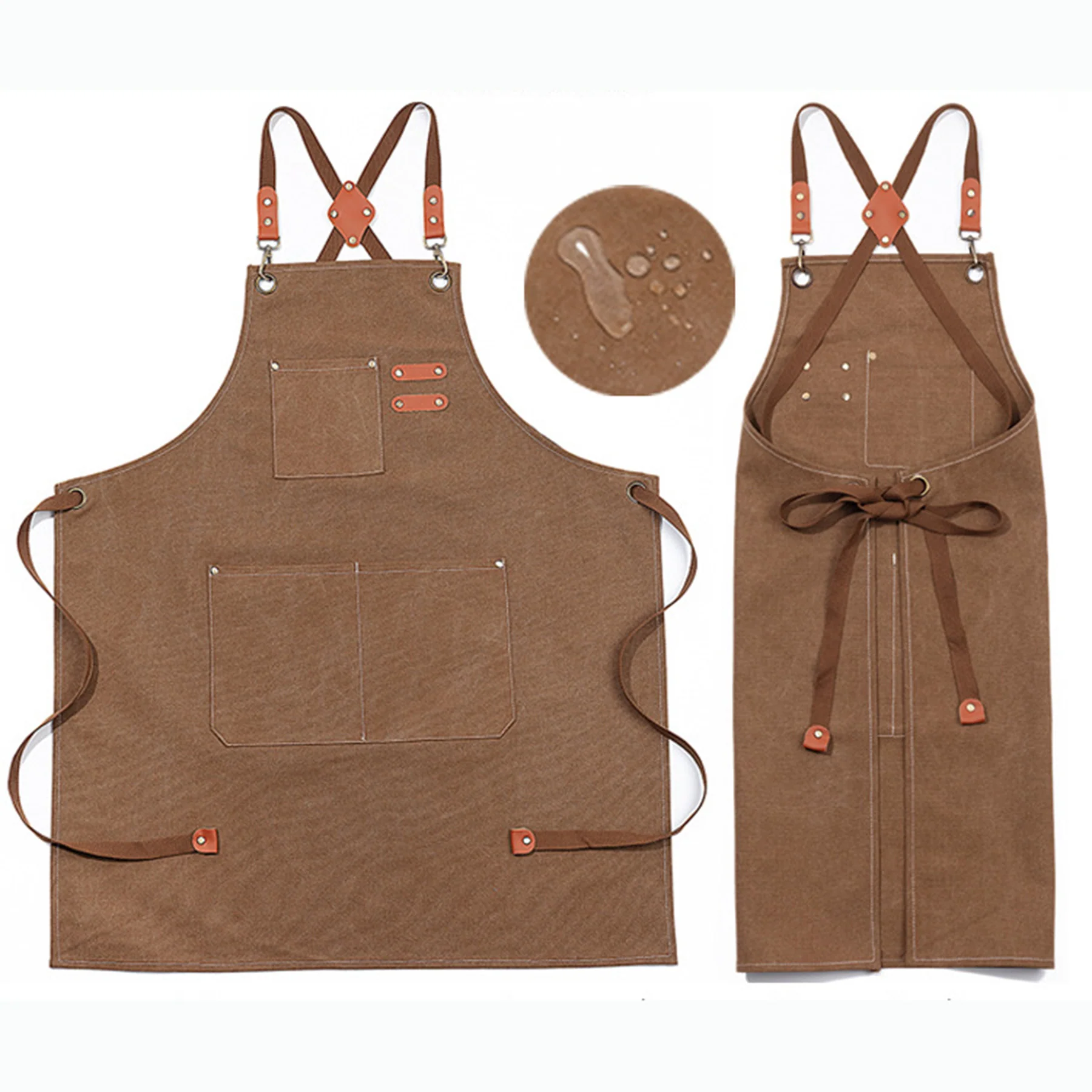 Waterproof Baking Shop Work Canvas Apron W/ Adjustable Strap