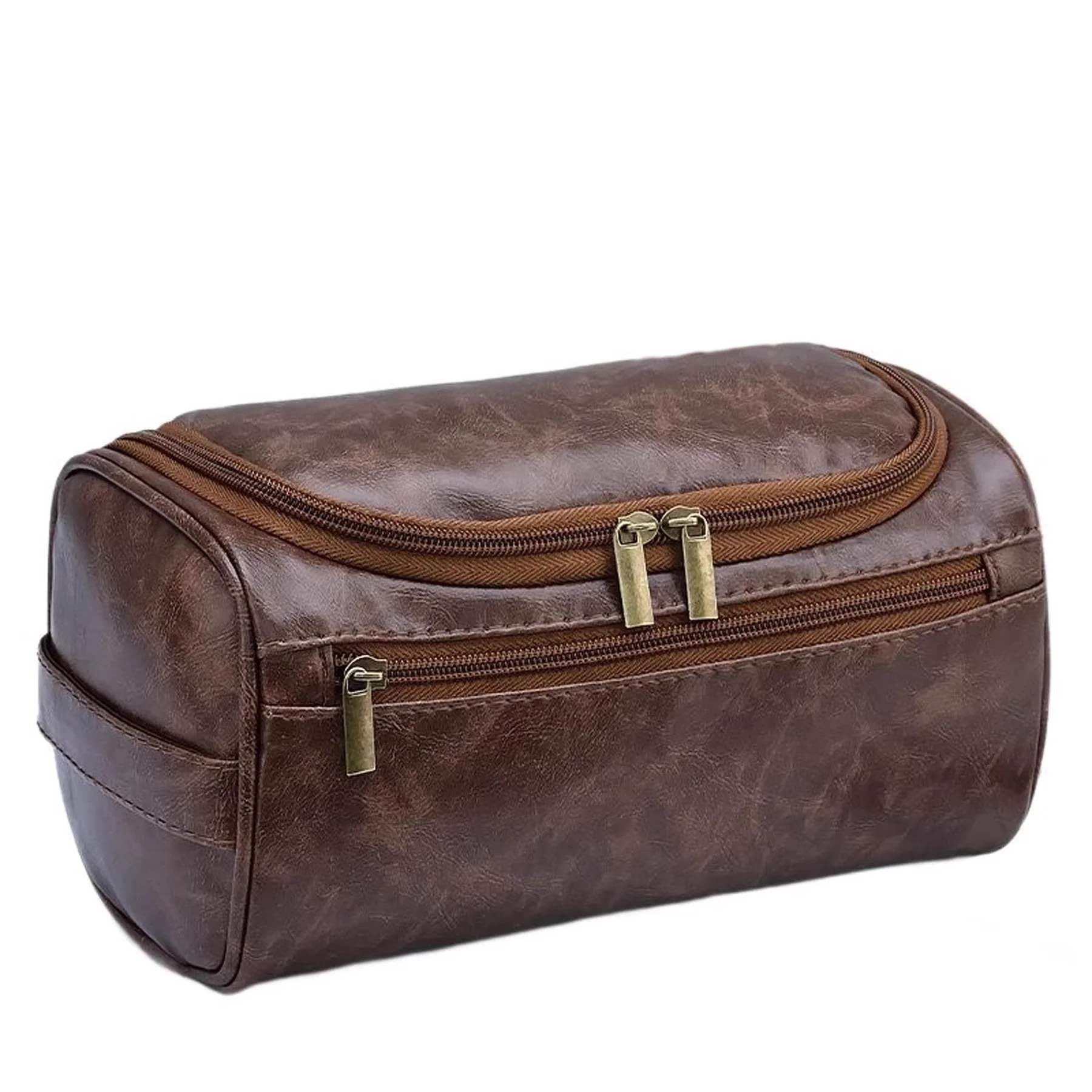 PU Leather Hanging Travel Shaving & Grooming Kit Bag