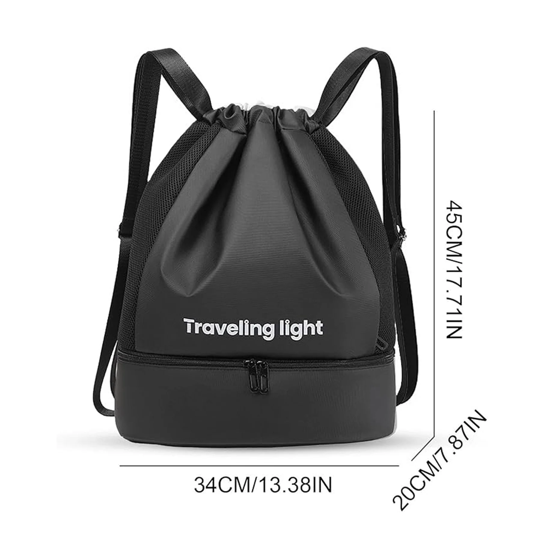 Lightweight Drawstring Gym Sack With Shoe Compartment