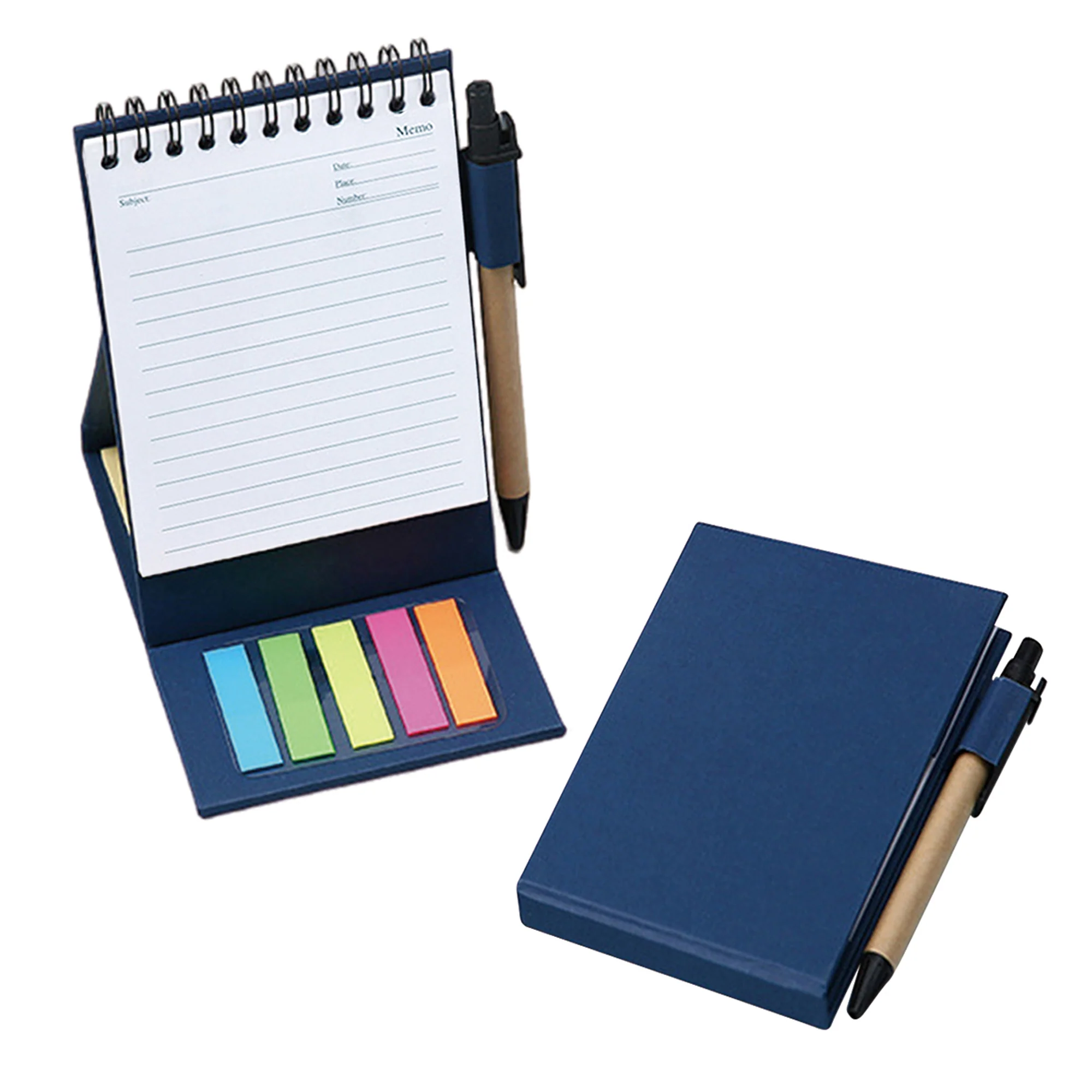 Eco Kraft Paper Spiral Notebook W/Sticky Notes & Pens