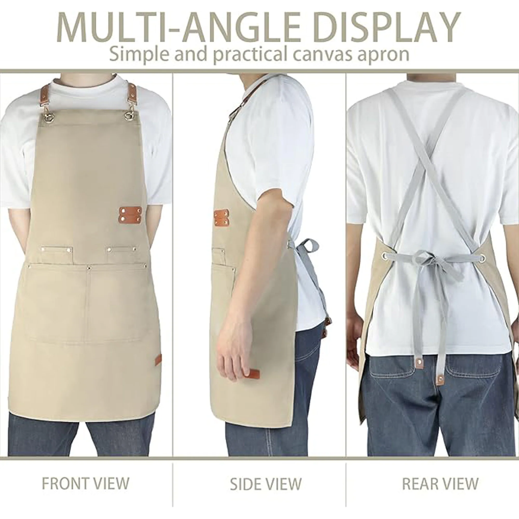 Adjustable Cross Back Waterproof Canvas Apron