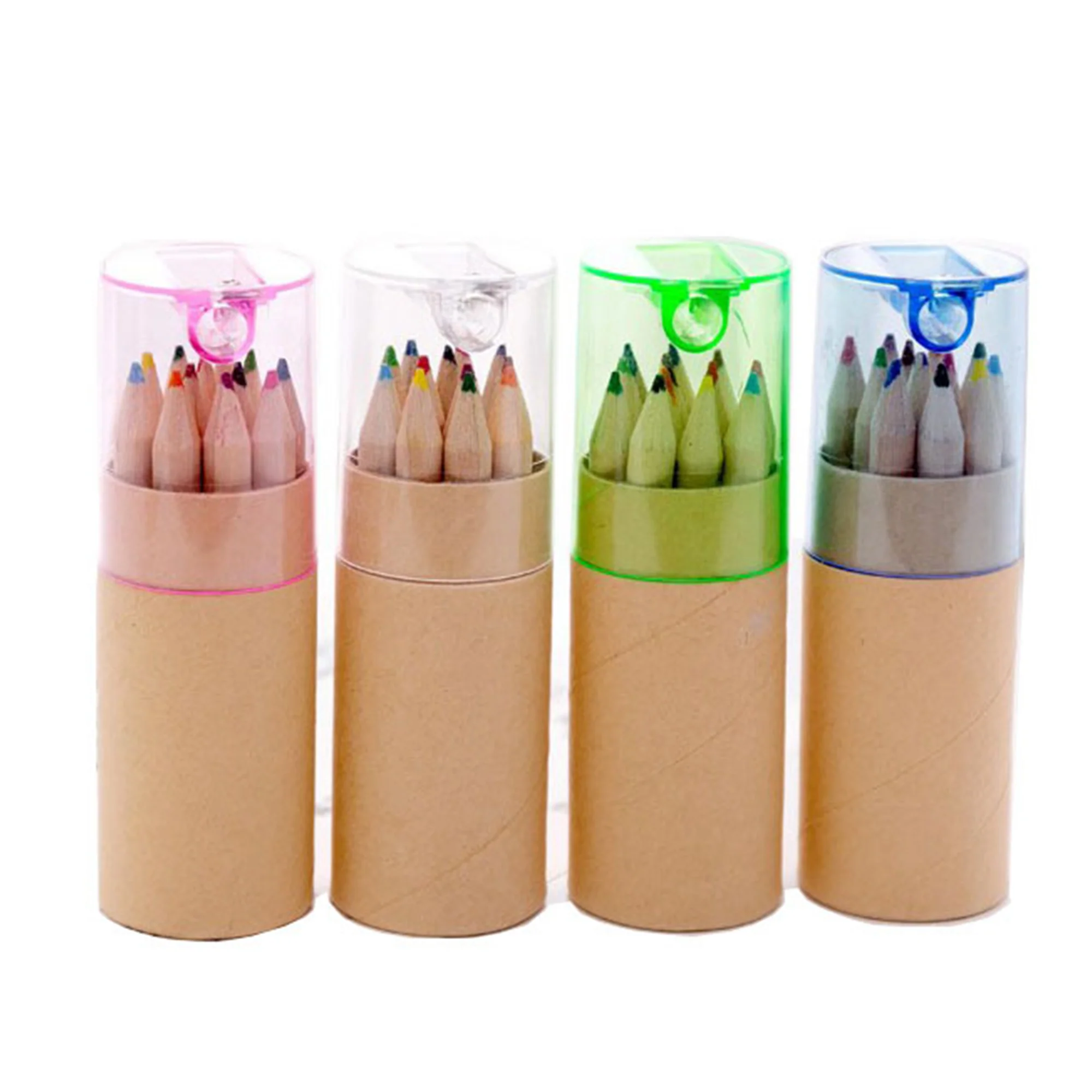 Kraft Paper Tube With 12 Colors Of Small Pencil Drawing Pens