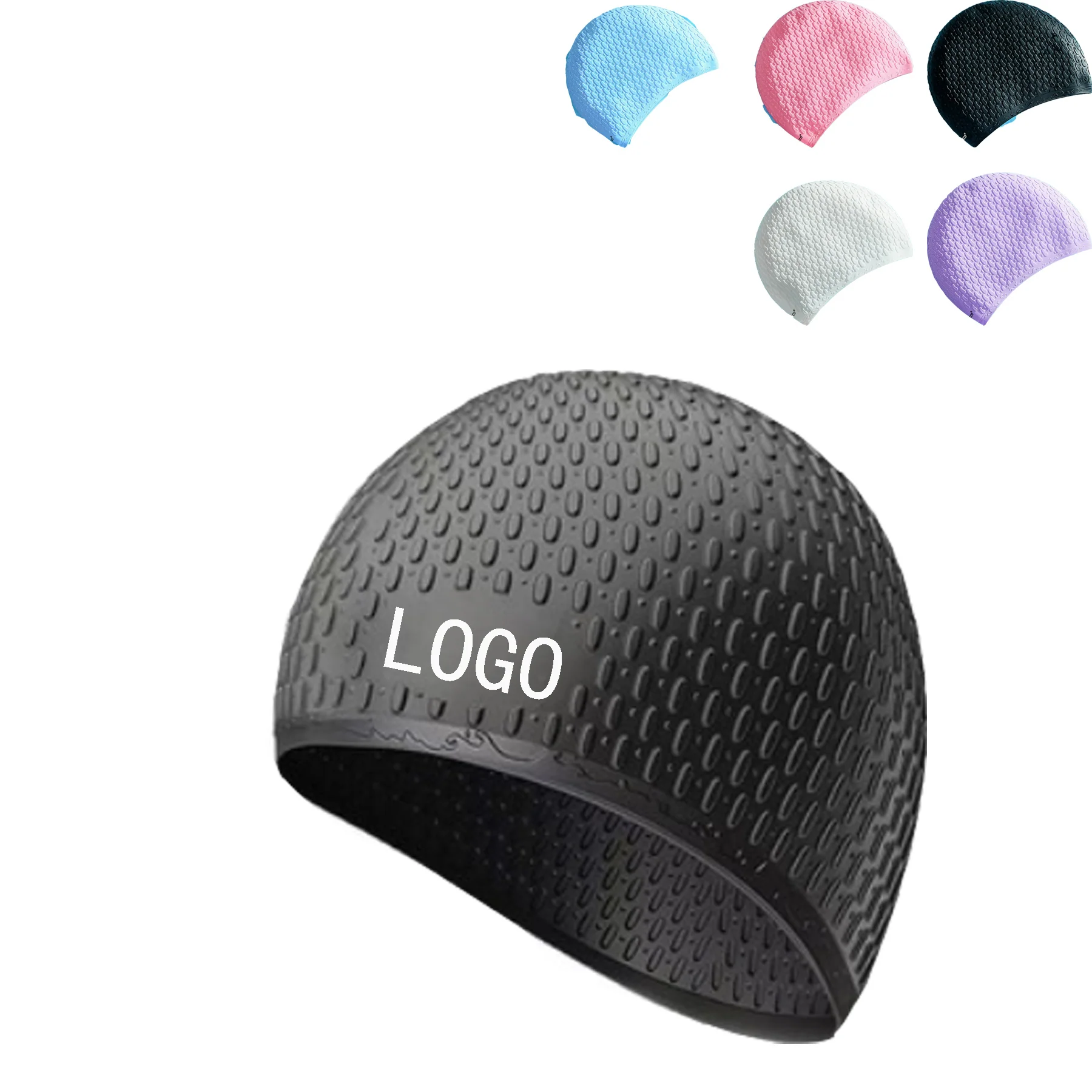 Bubble Silicone Swim Cap With Ear Protection