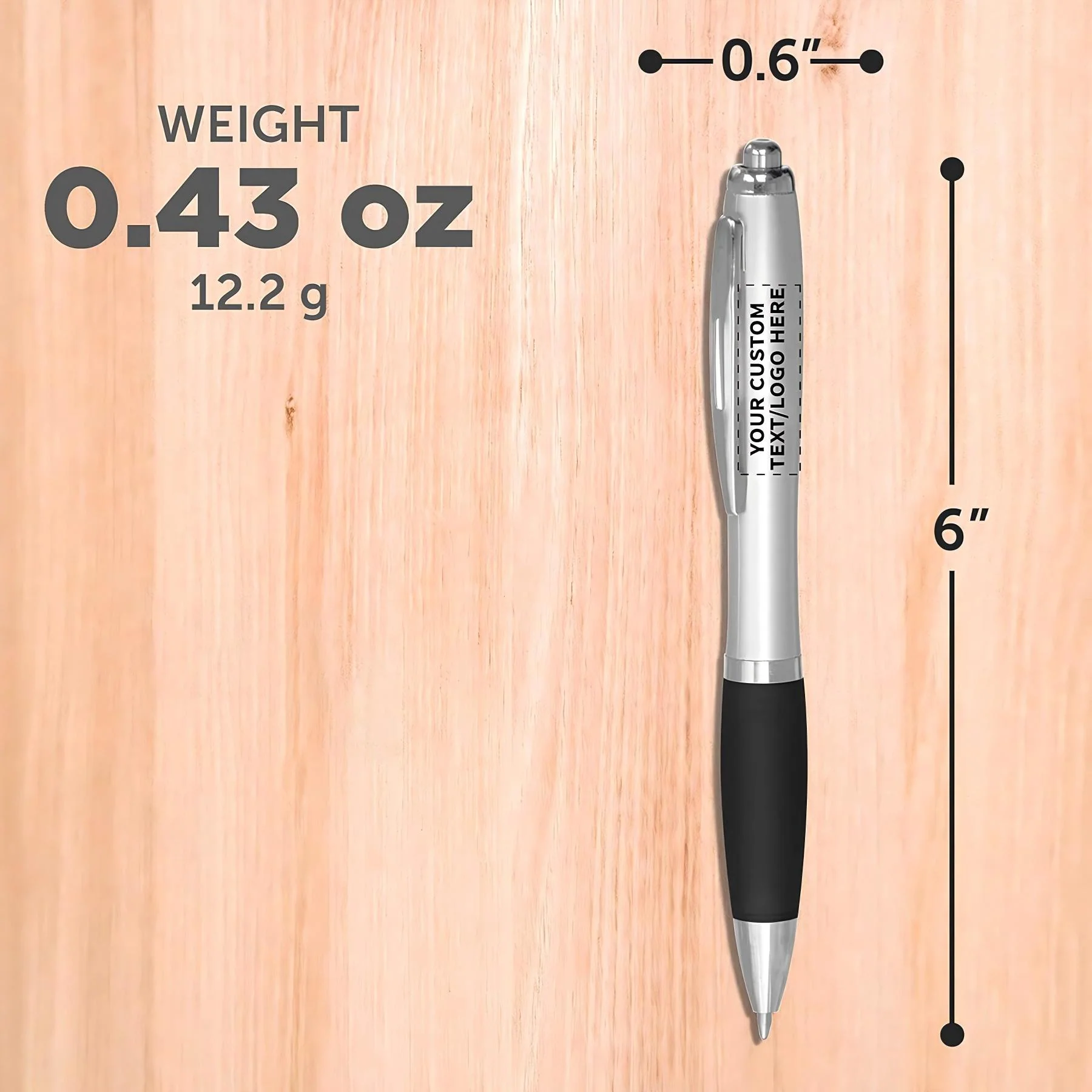 Rubber Grip Black Ink Plastic Ballpoint Pen