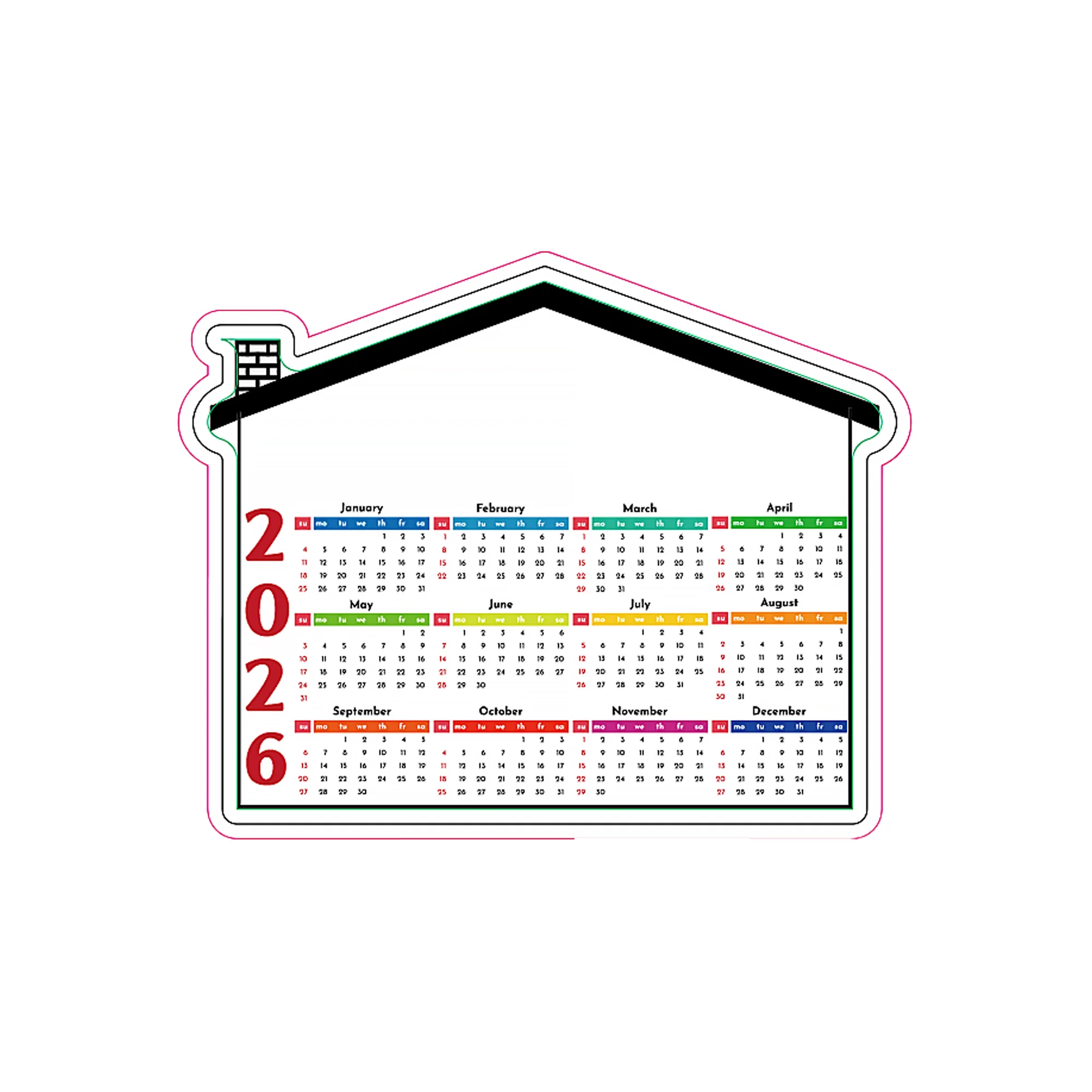 Full Year Monthly Magnetic Calendar For Fridge