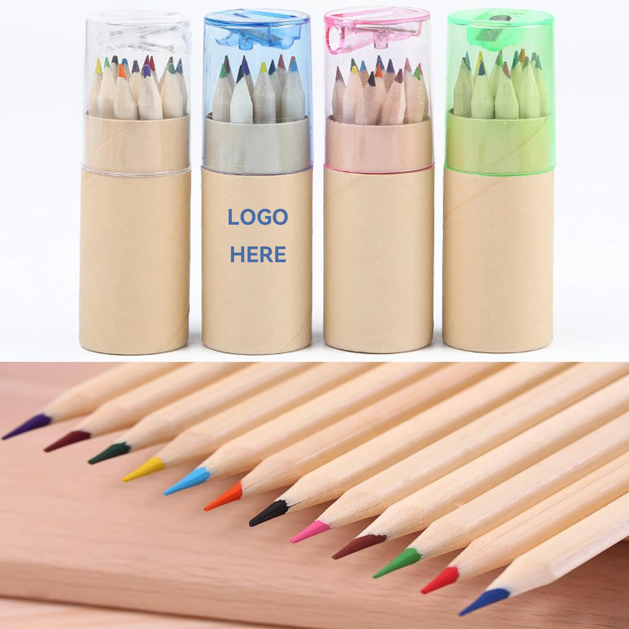 12 Colored Pencils In Tube W/Sharpener