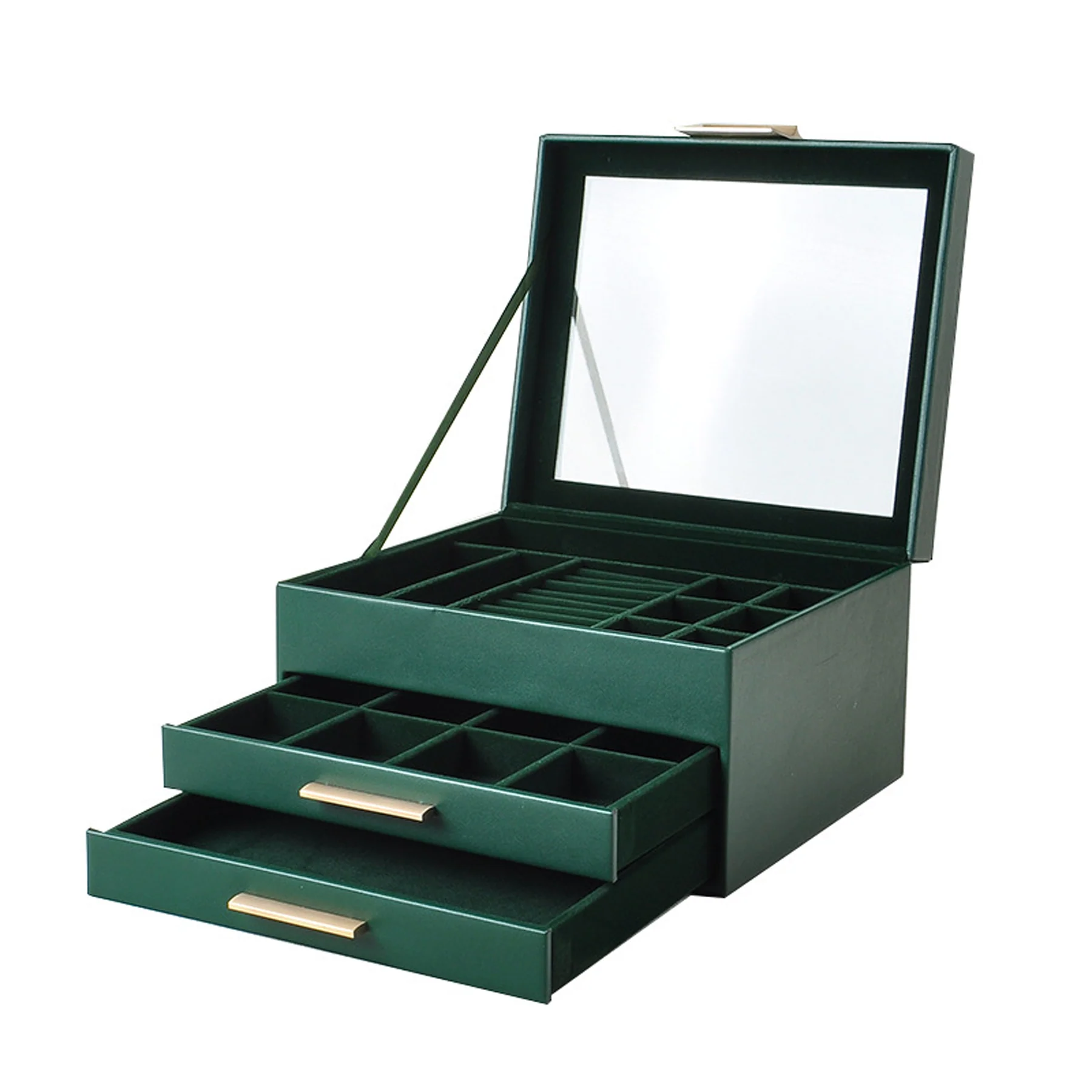 Pu Triple-Layer Jewelry Storage Box With Window