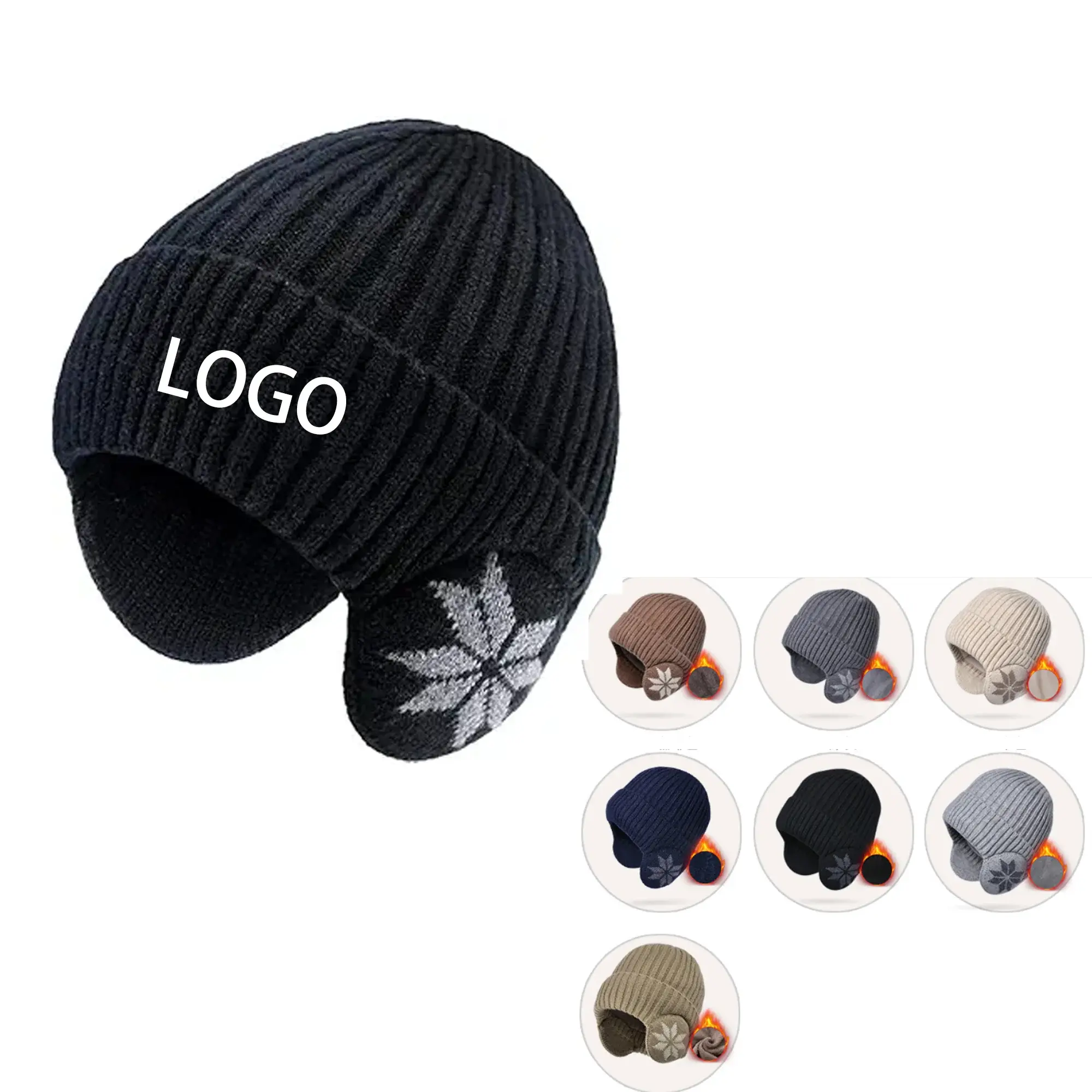 Knit Beanie Winter Hats with Ear Covers