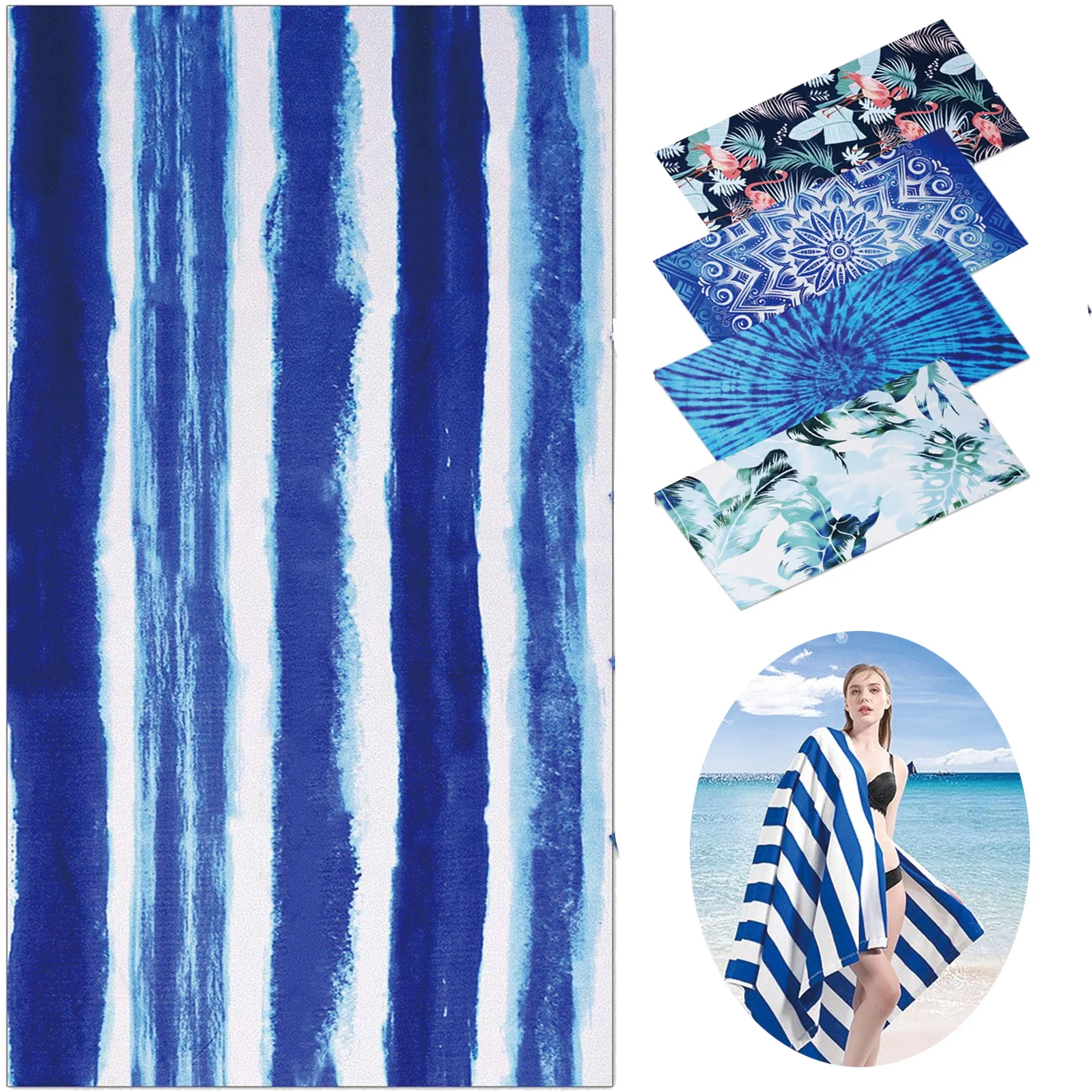 Oversized Soft Quick Dry Beach Towel With Stylish Print