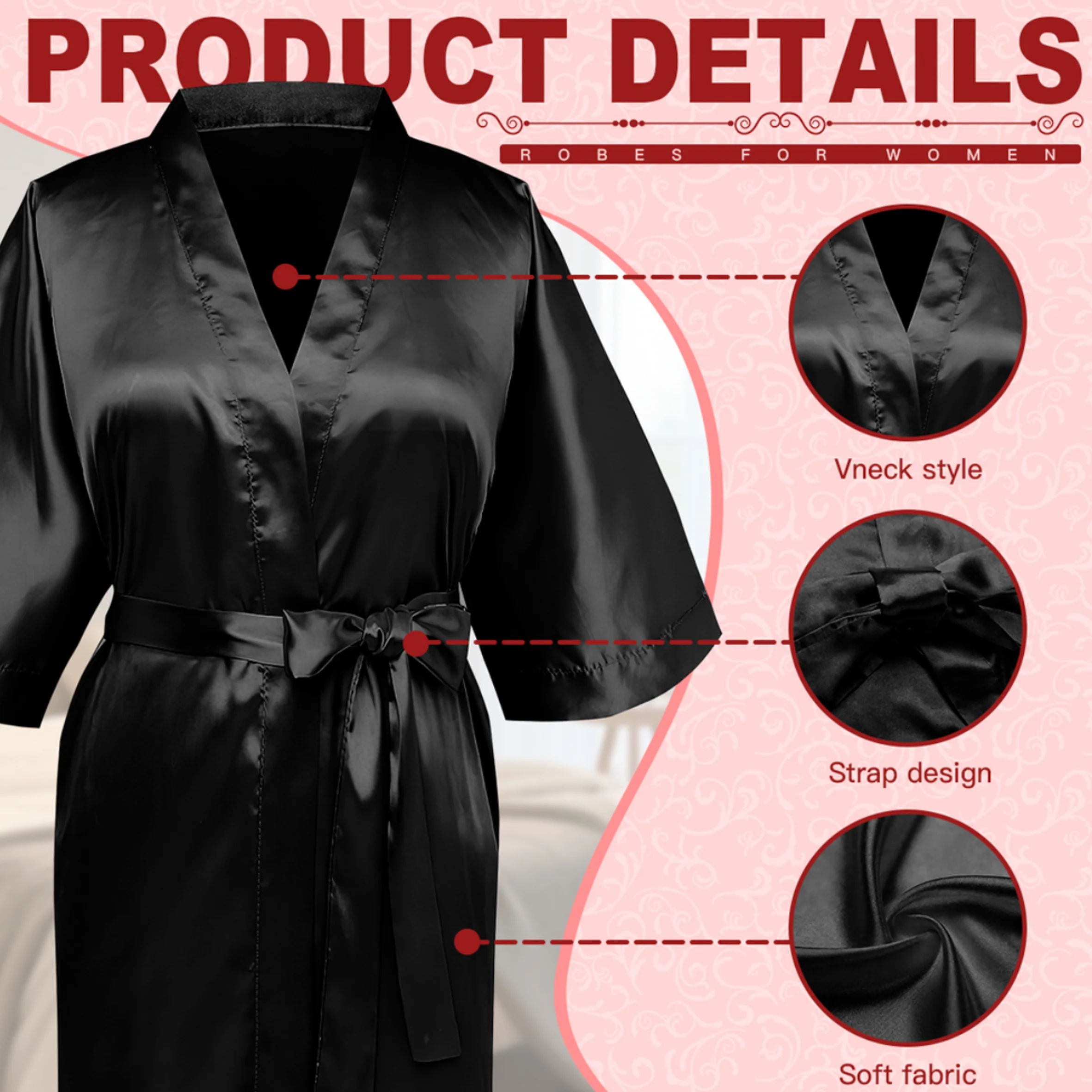 Women's  Short Satin Robes