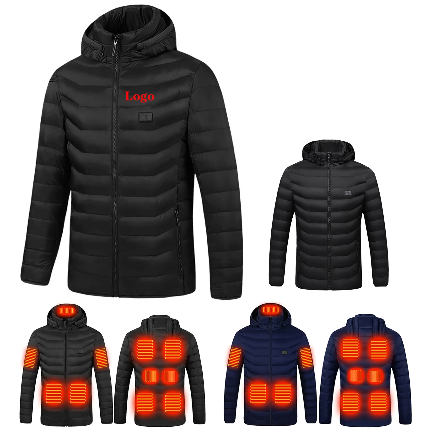 Winter Outdoor Heated Hooded Coat Windproof Usb Charging