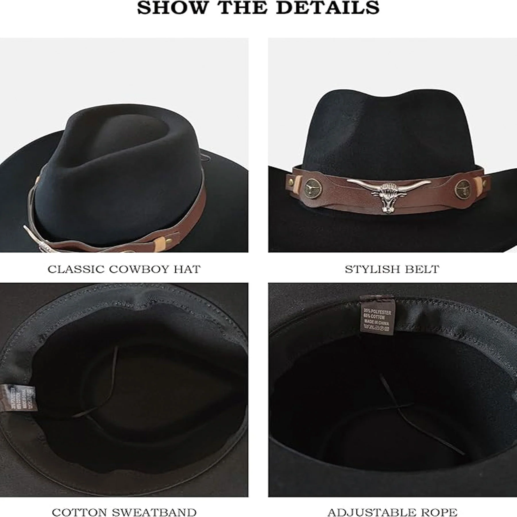Stylish Roll Up Brim Western Cowboy Hat