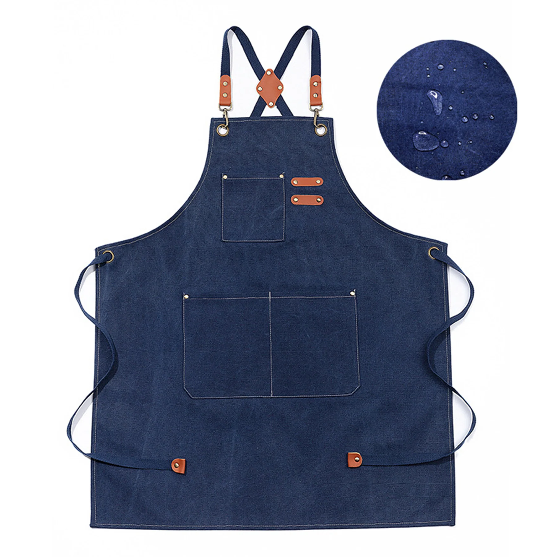 Waterproof Baking Shop Work Canvas Apron W/ Adjustable Strap