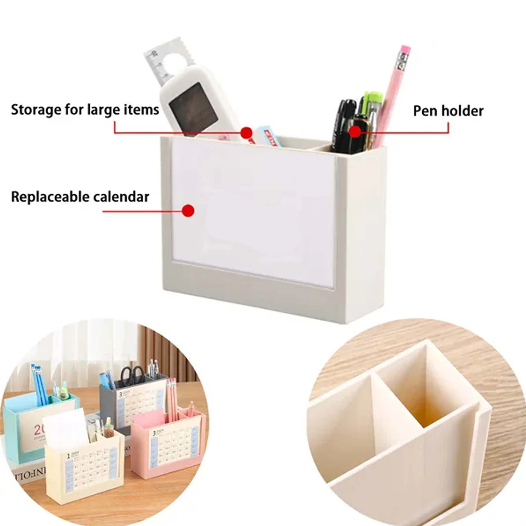 Desktop Business Calendar With Pen Holder And Storage Box