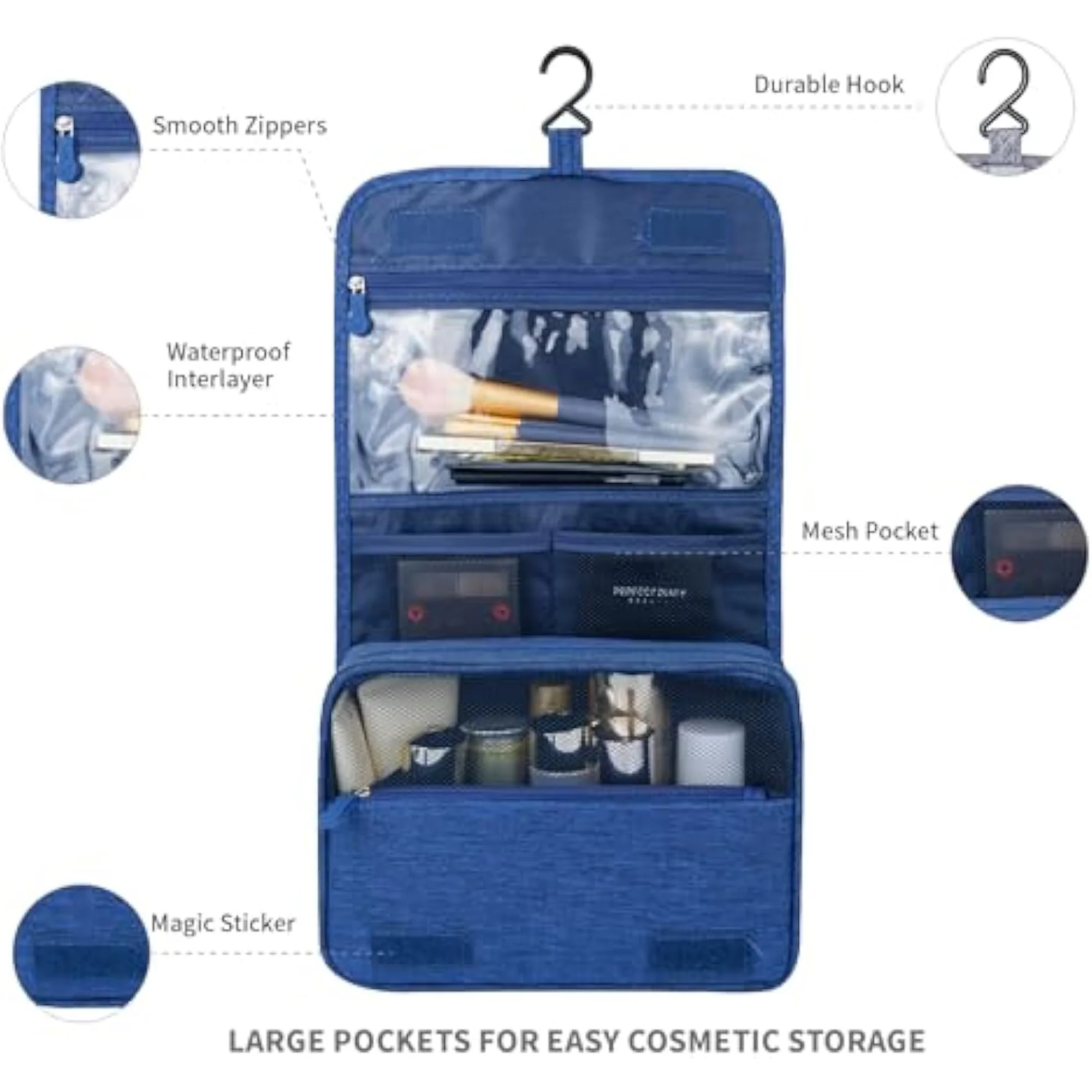 Large Capacity Toiletry Bag Travel Bag With Hooks