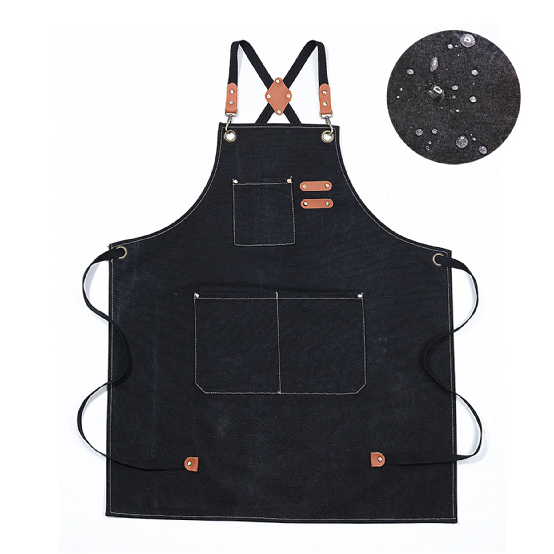 Waterproof Baking Shop Work Canvas Apron W/ Adjustable Strap
