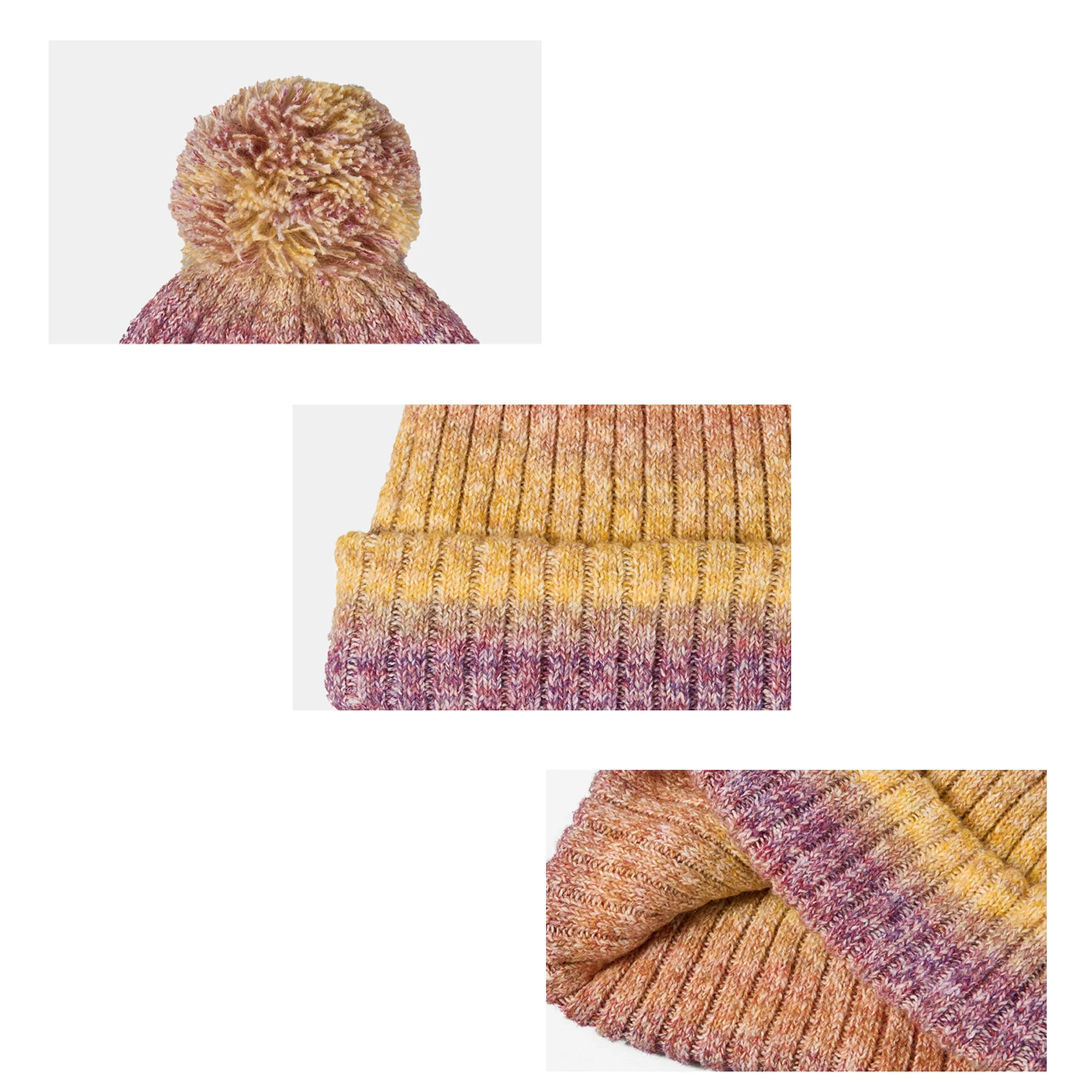 Coloured Knit Pom Beanie With Cuff