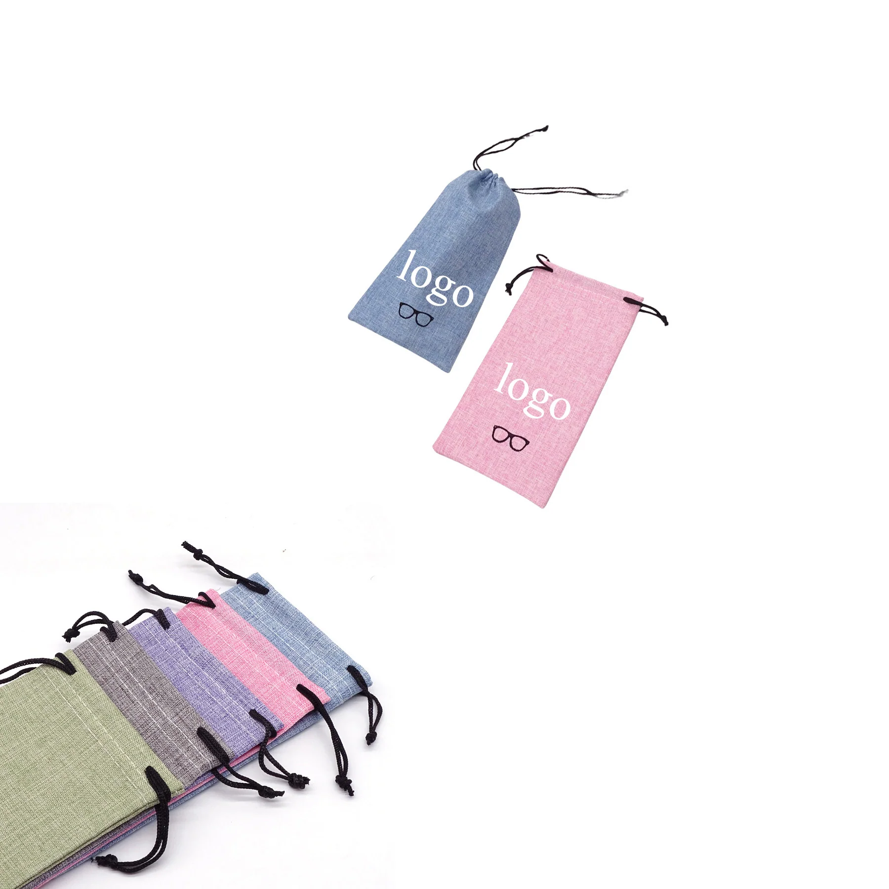 Fashion Drawstring Burlap Eyeglass Pouch