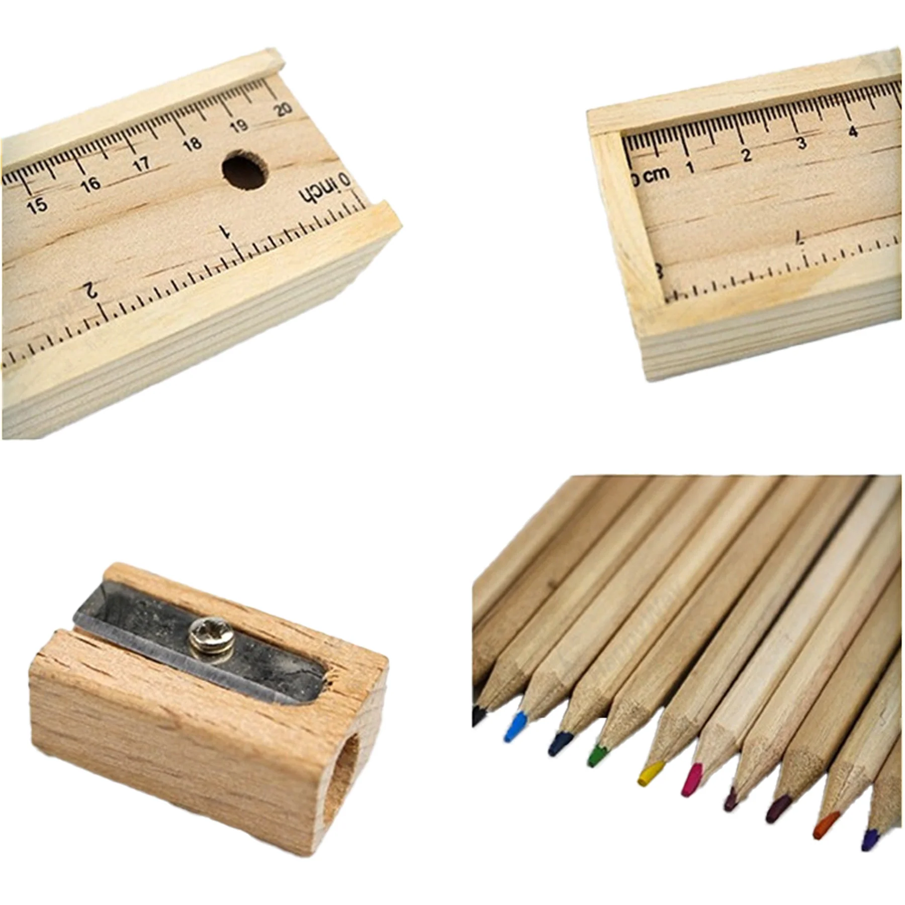 12-Piece Colored Pencil Set In Wooden Ruler Box