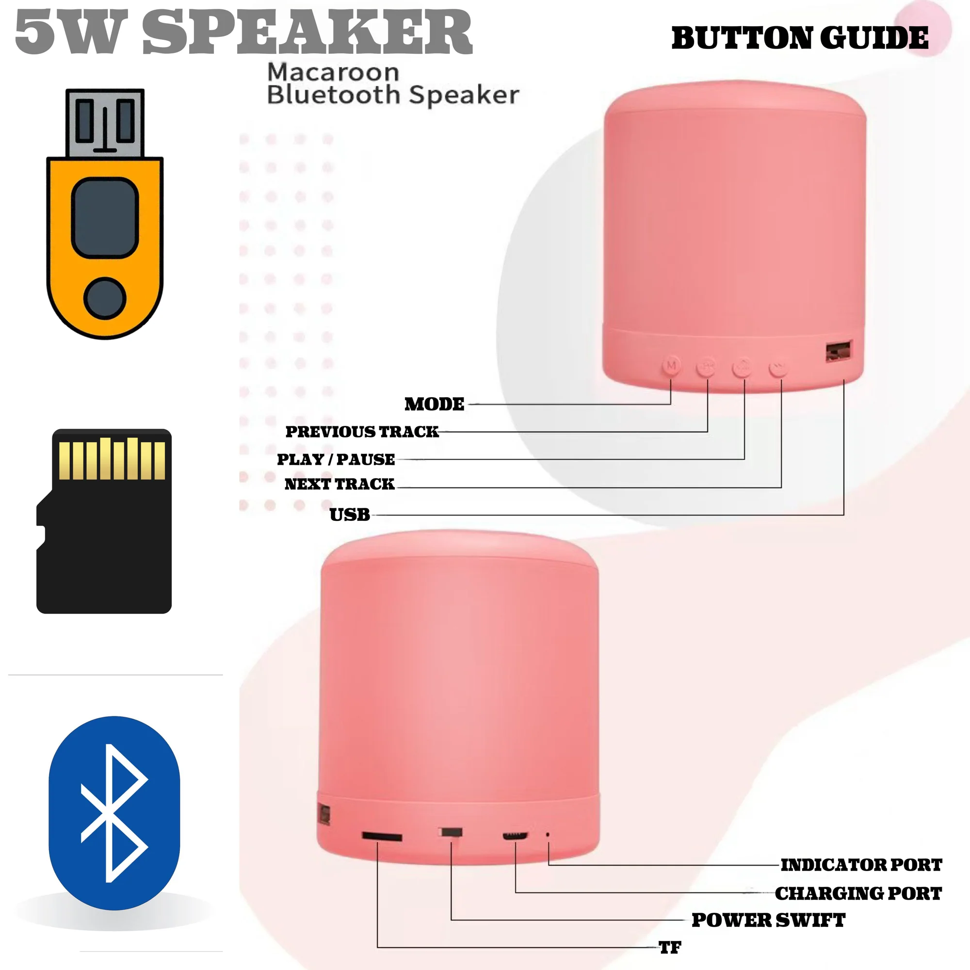 Portable Macaron Bluetooth Speaker
