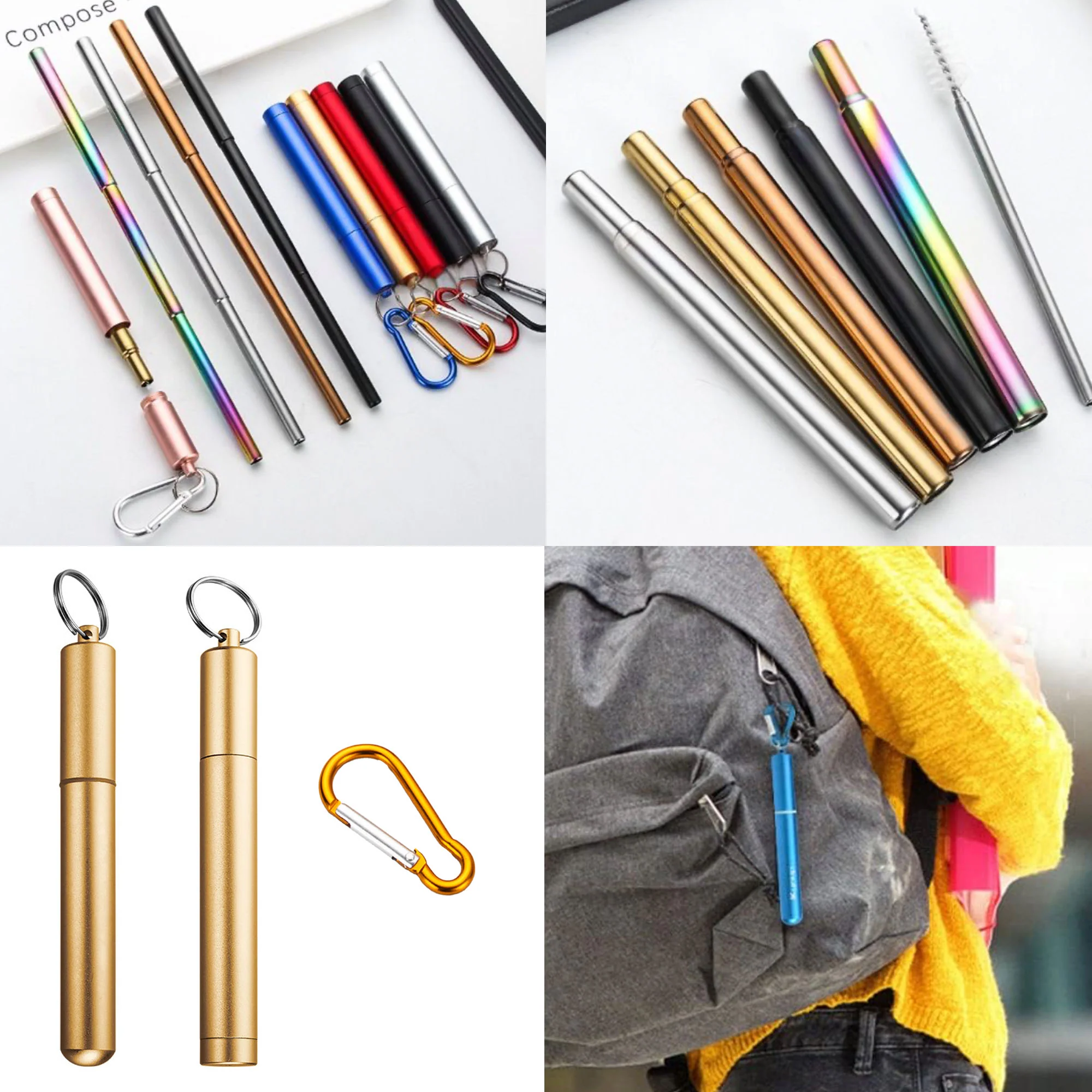 Stainless Stain Straws With Metal Case