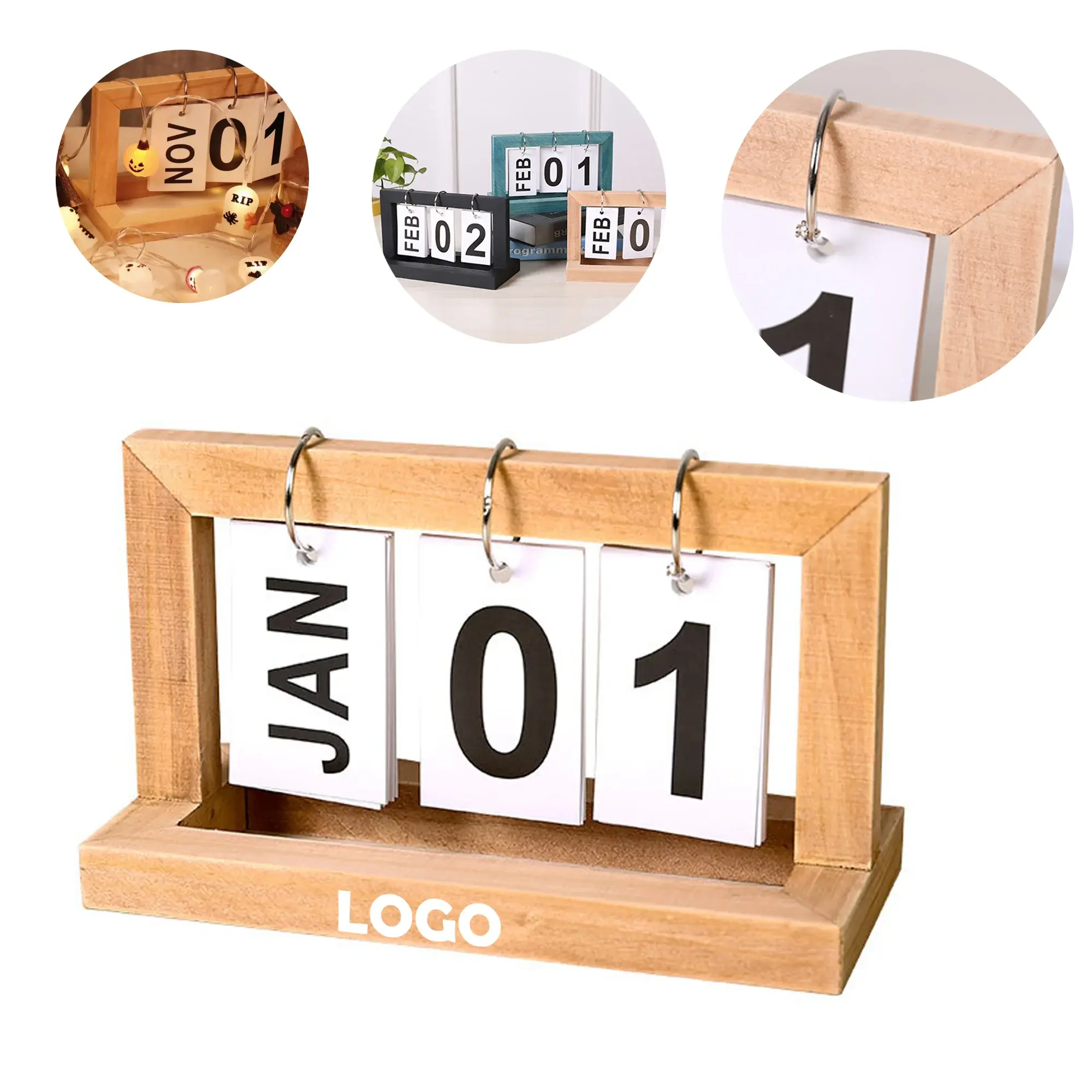 Wooden Flip Page Calendar