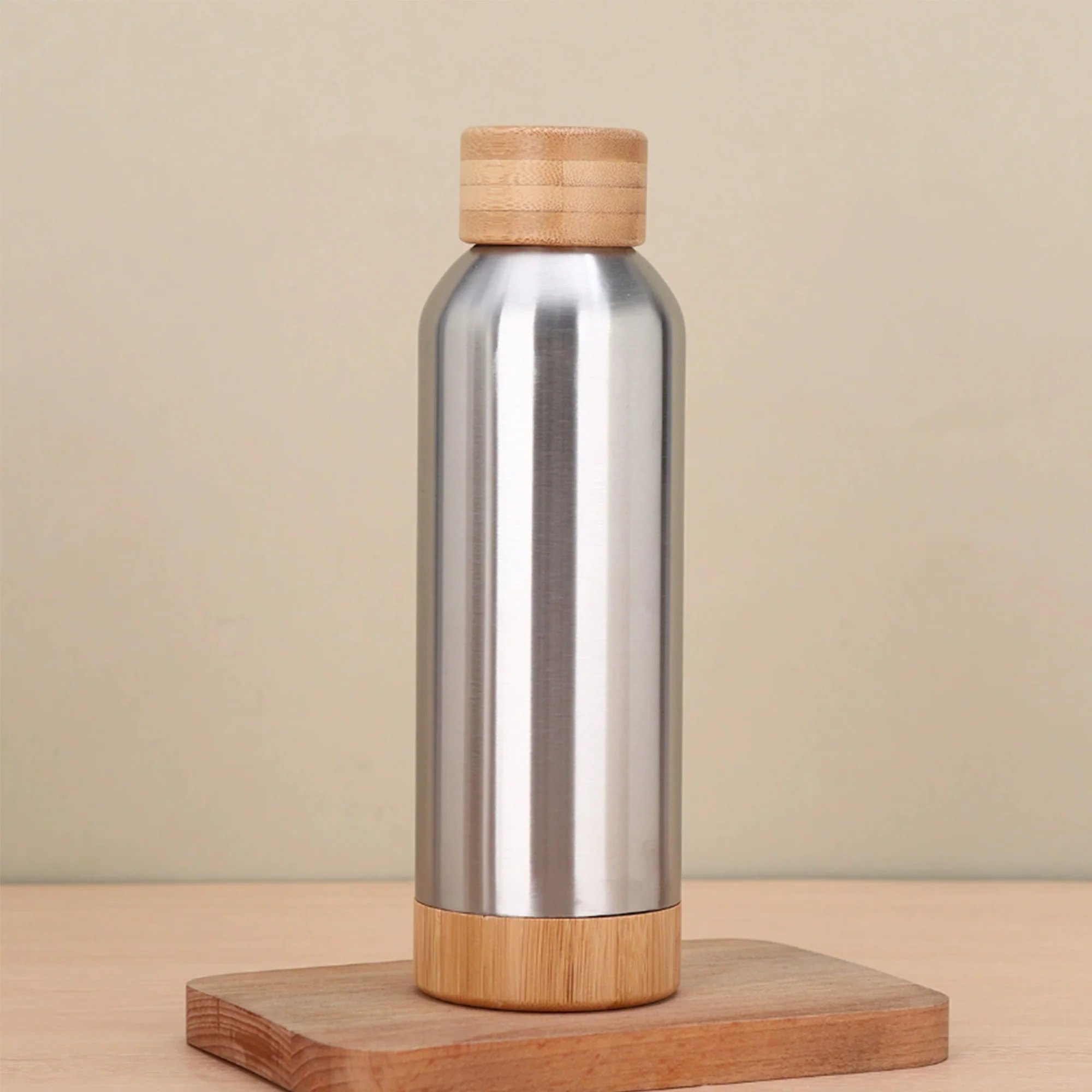 17Oz Bamboo Vacuum Insulated Bottle With Carry Handle