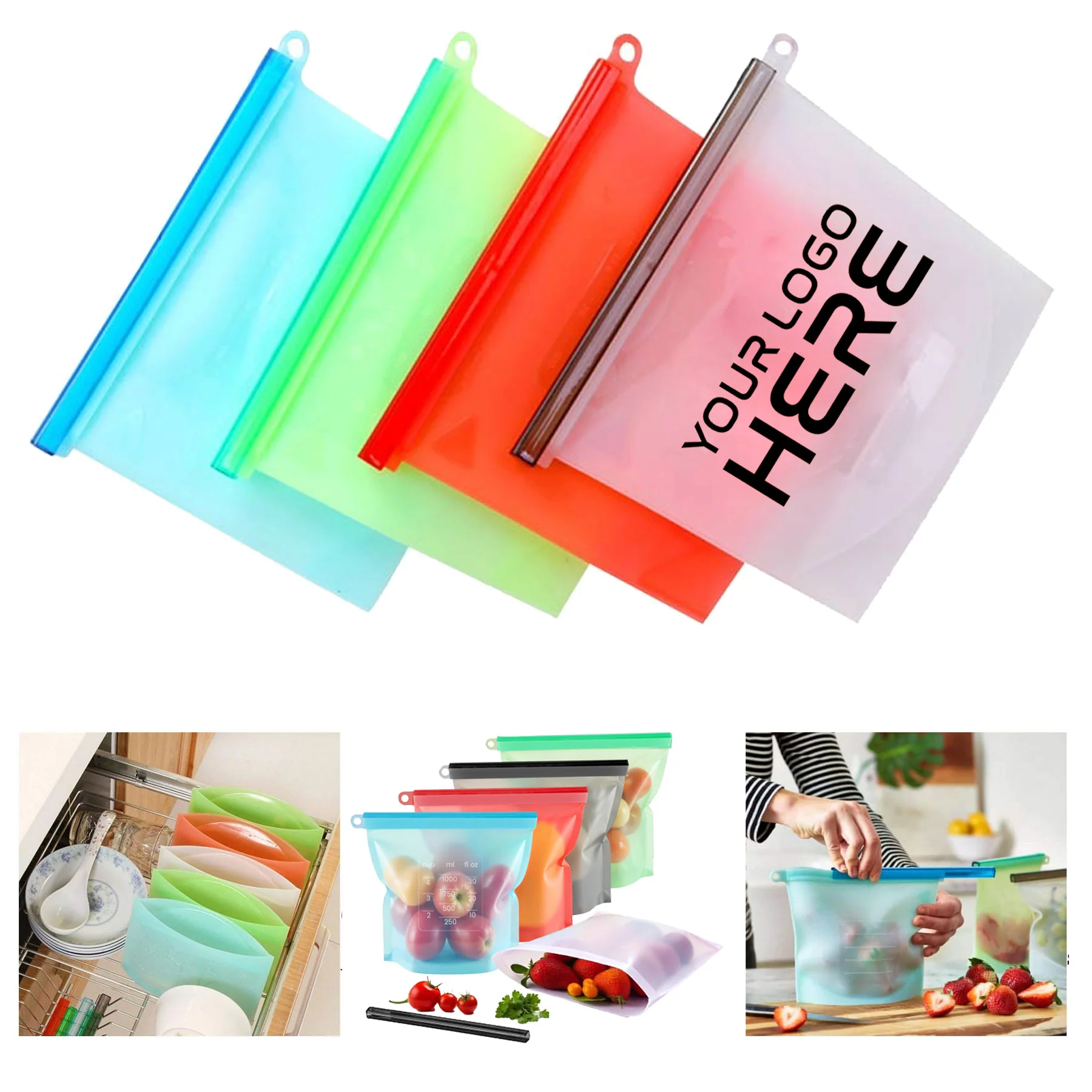 34 Oz Reusable Silicone Food Storage Bags