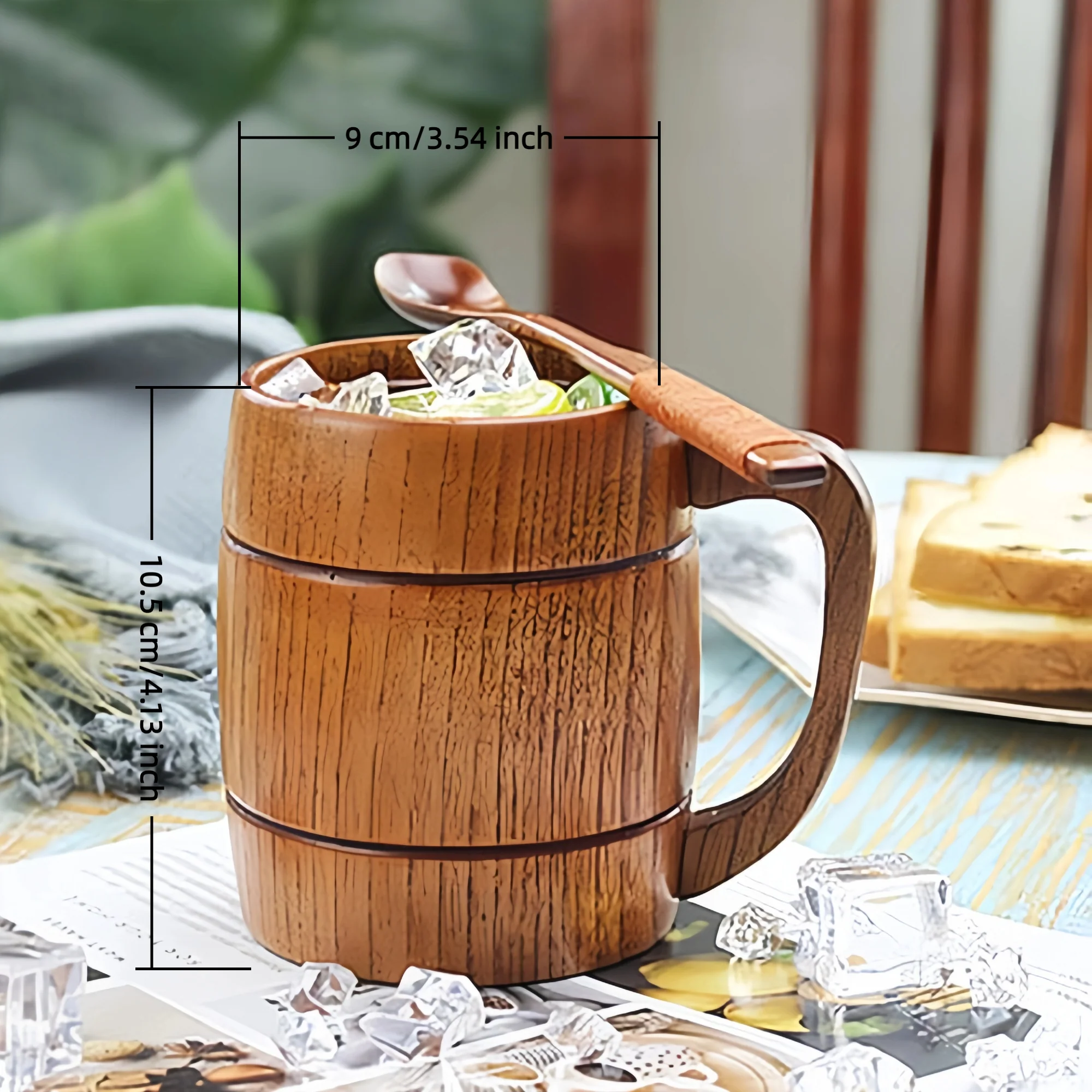 12oz Retro Wooden Beer Mug with Handle
