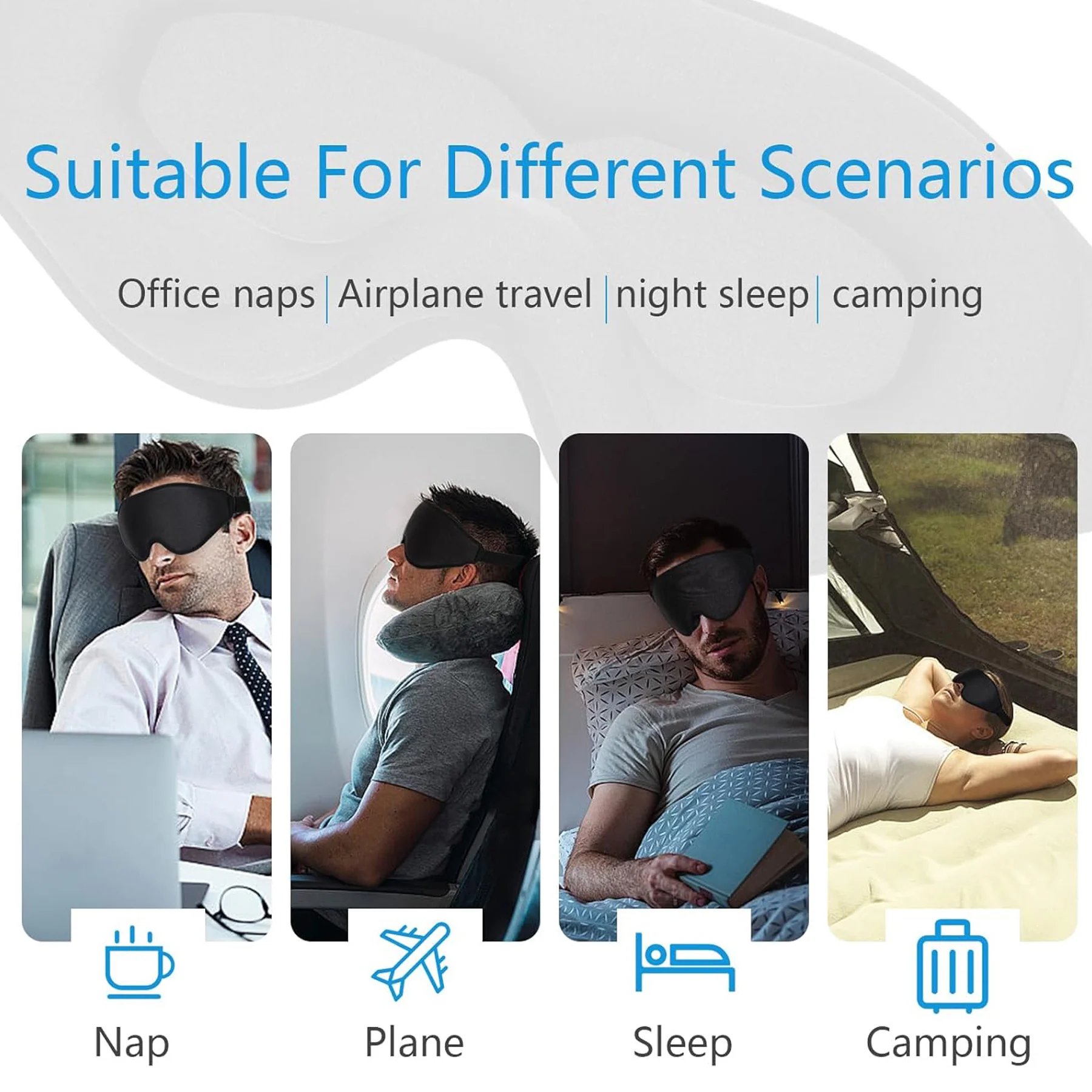 3D Sleep Mask Light Blocking Eye Cover With Adjustable Strap