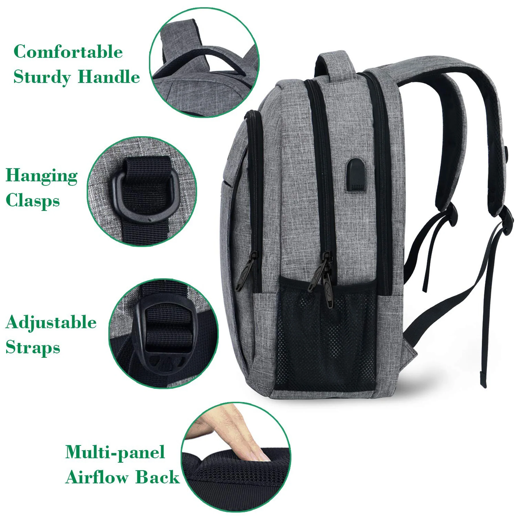 Anti-Theft Travel Laptop Backpack With Usb Charging Port