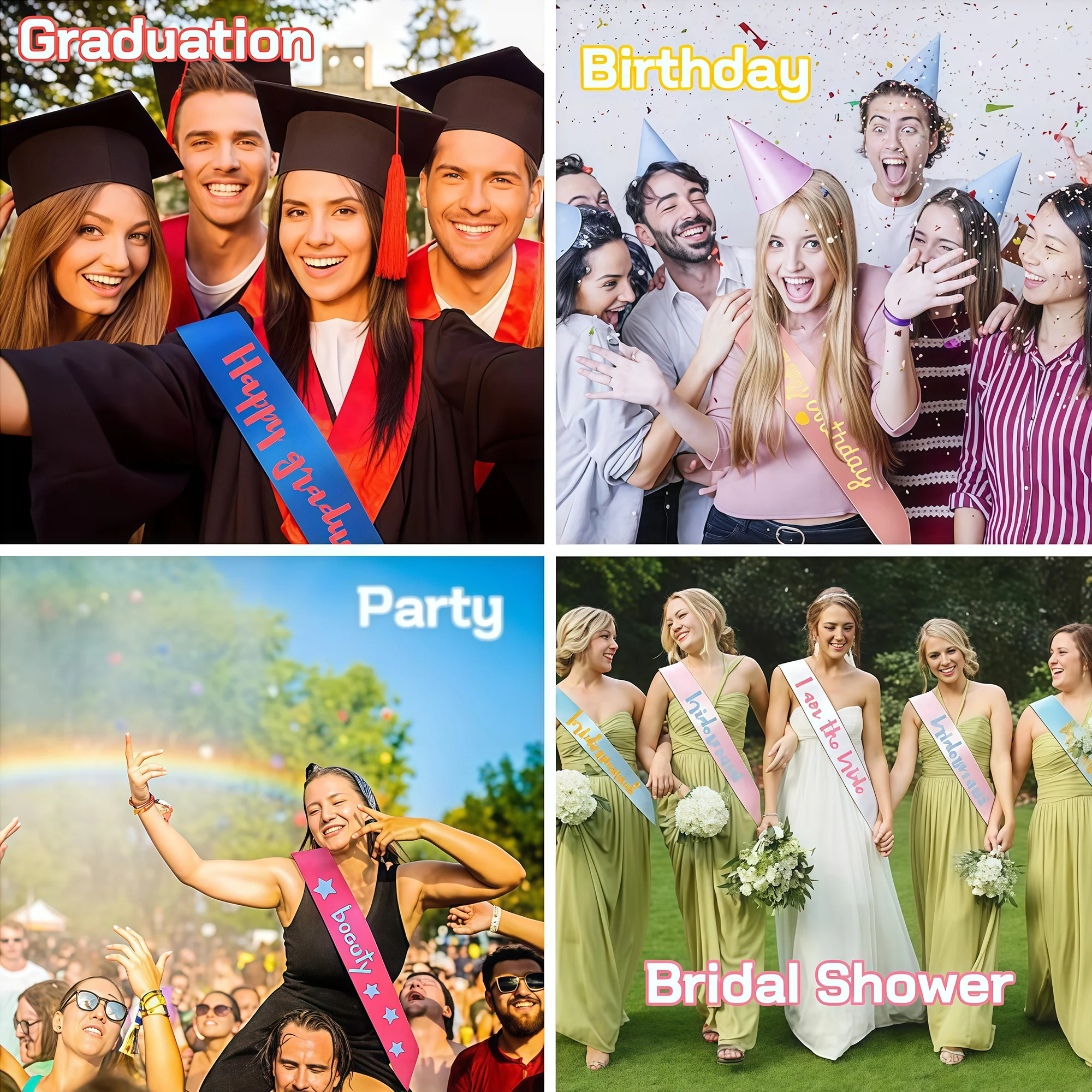 Customized Satin Sash For Birthday/Wedding/Pageant