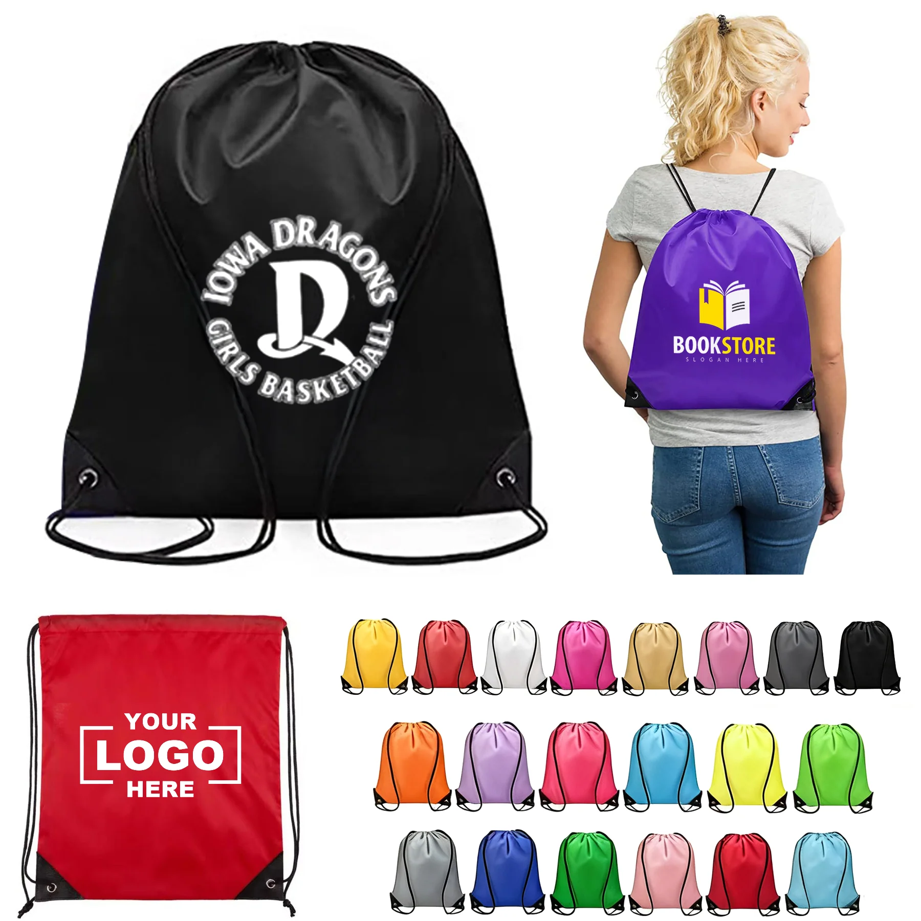 Sports Event Waterproof Drawstring Backpack
