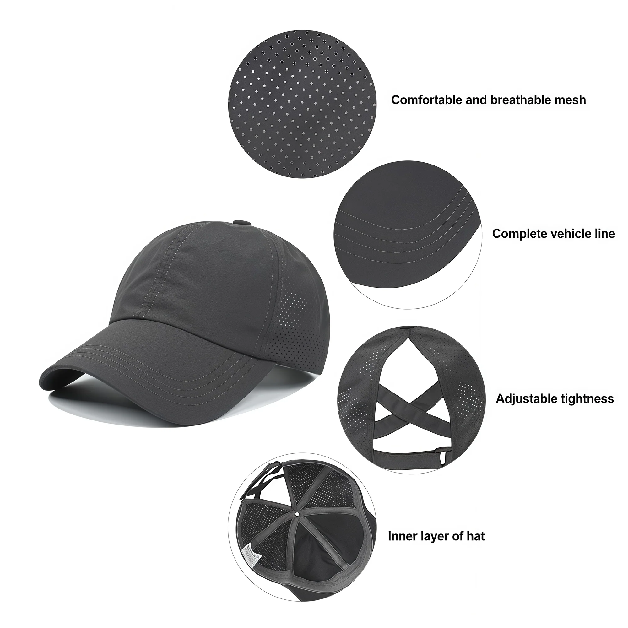 Quick Drying Criss Cross Ponytail Cap