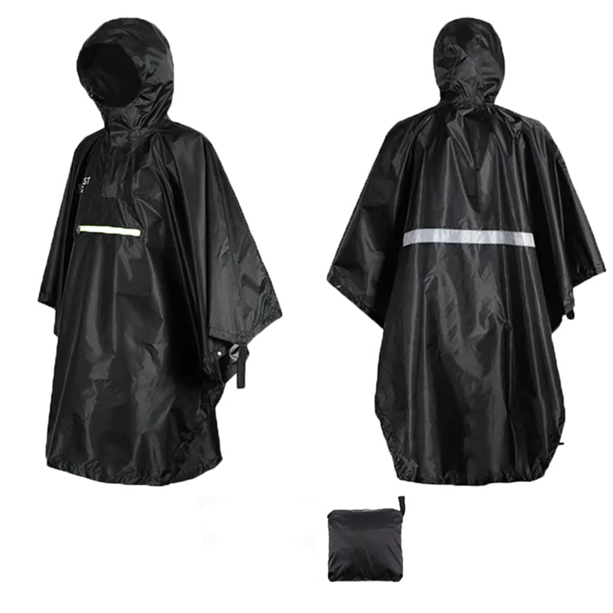 Hooded Rain Poncho Unisex Long Raincoat