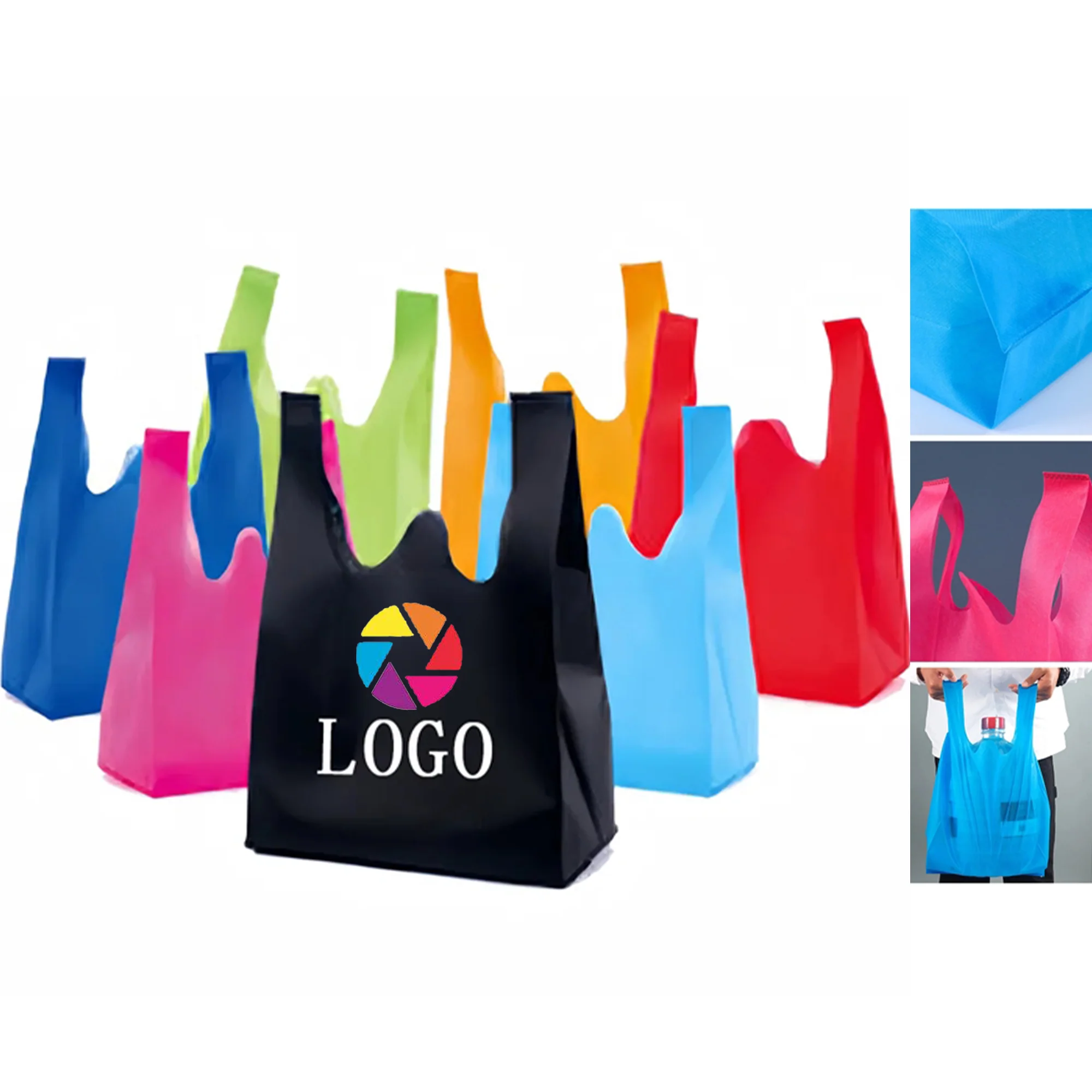 Reusable Non-Woven Vest Tote Bag Grocery Shopping