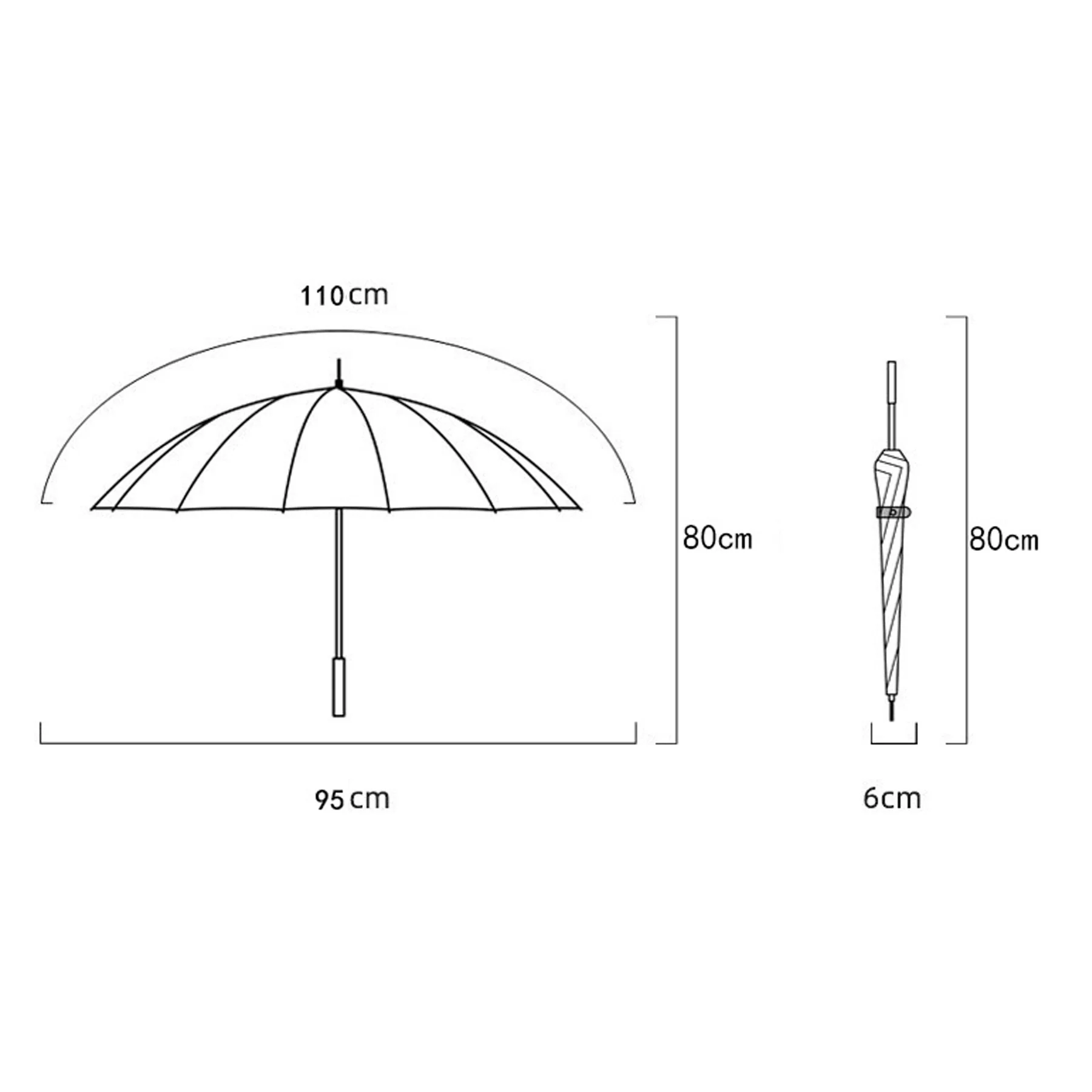 16-Rib Straight Shaft Automatic Umbrella