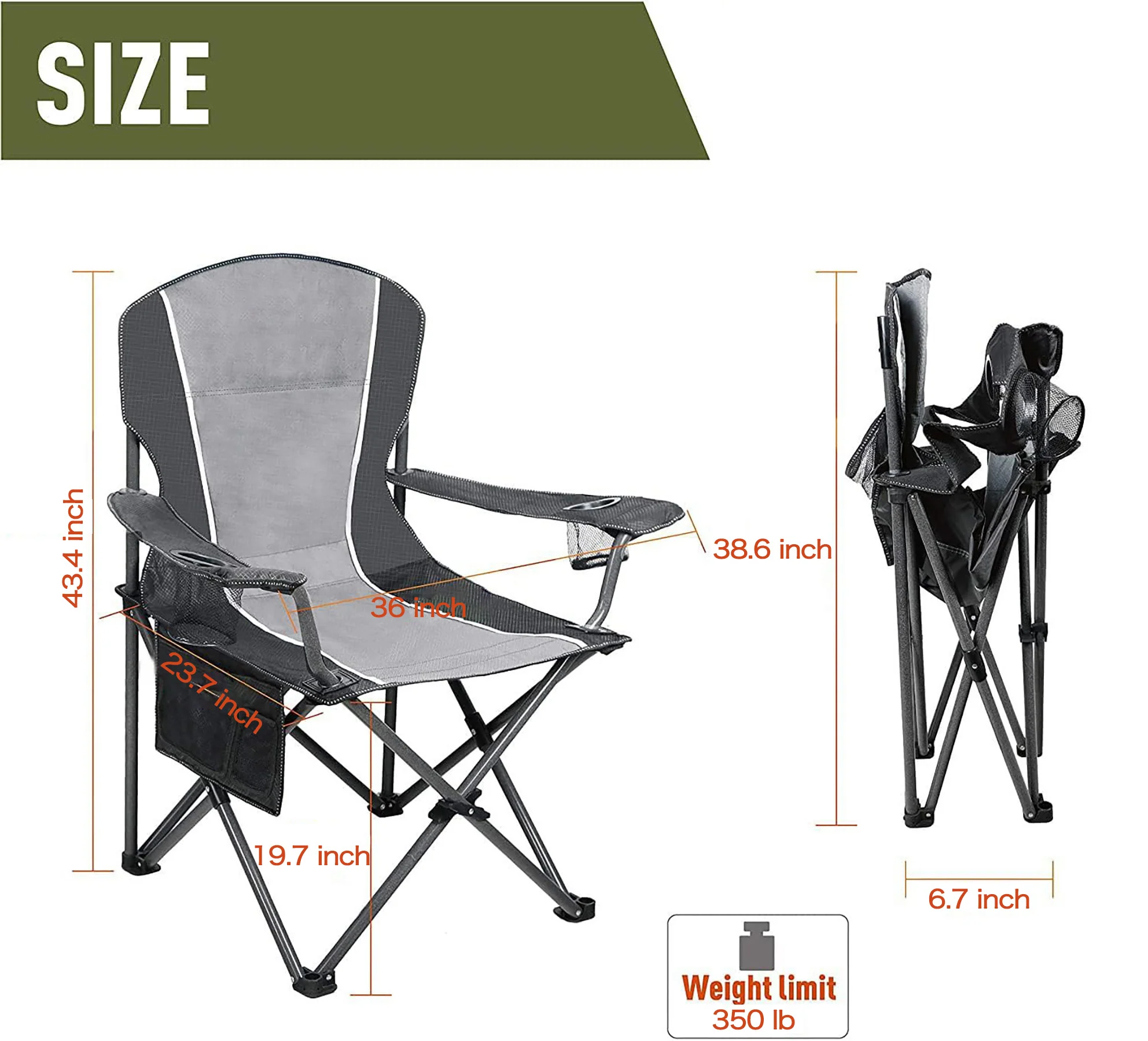 Oversized Camping Folding Chair Portable For Outdoor